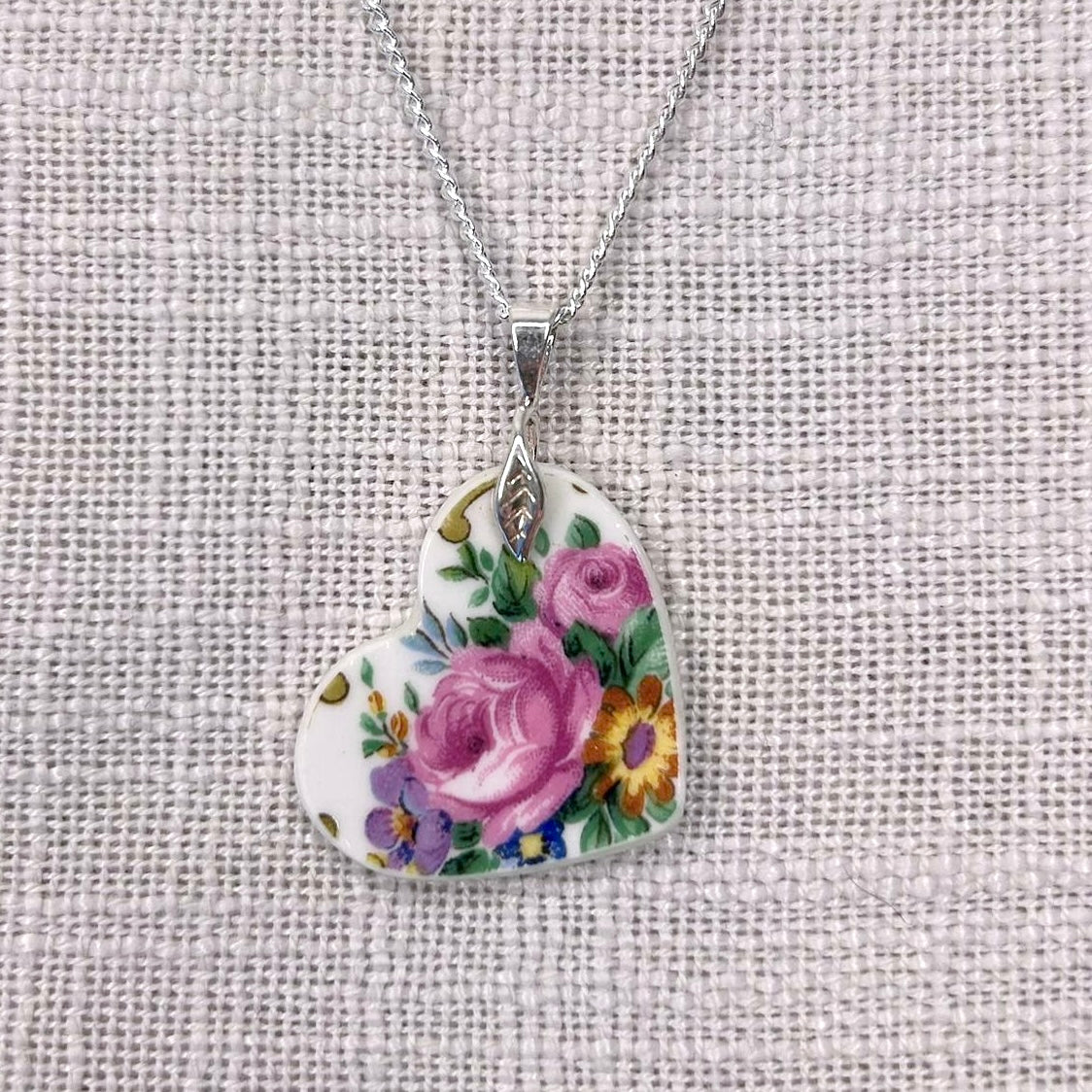 1950’s Sterling Silver Royal Stafford Heart Pendant Necklace