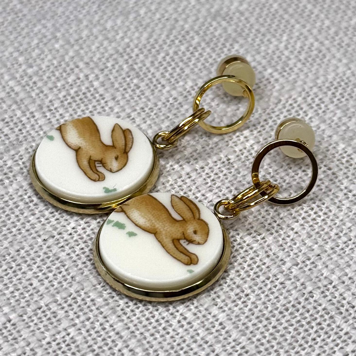 1970s Royal Doulton Bunnykins Stud Dangly Earrings
