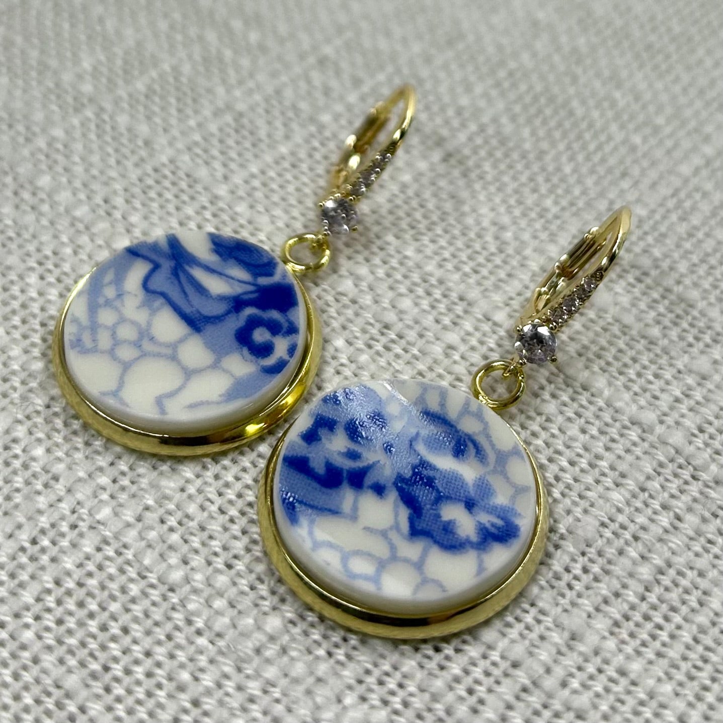 CZ Leverback Dangly Earrings Y