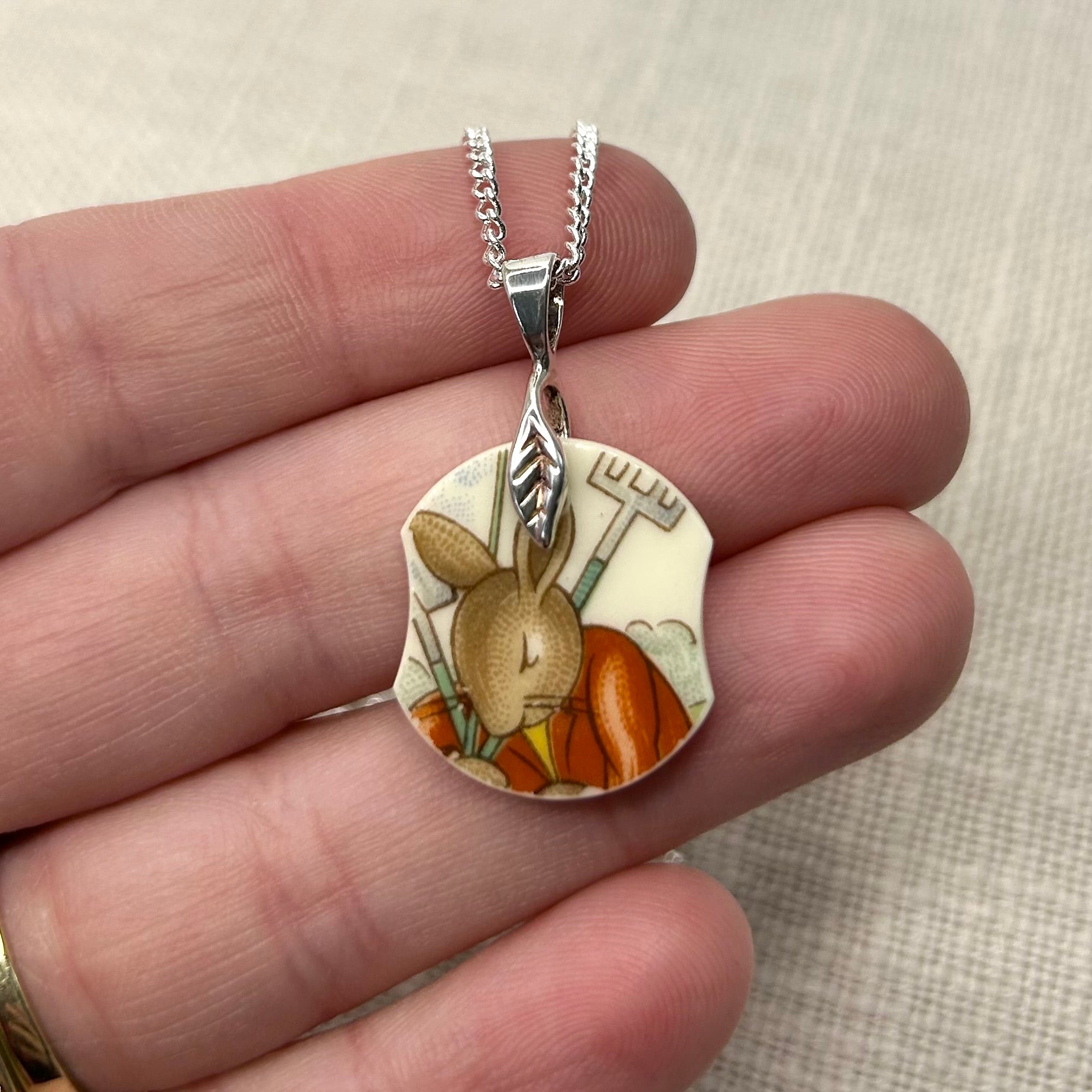 1970’s Royal Doulton ‘Bunnykins’ Pendant Necklace Sterling Silver