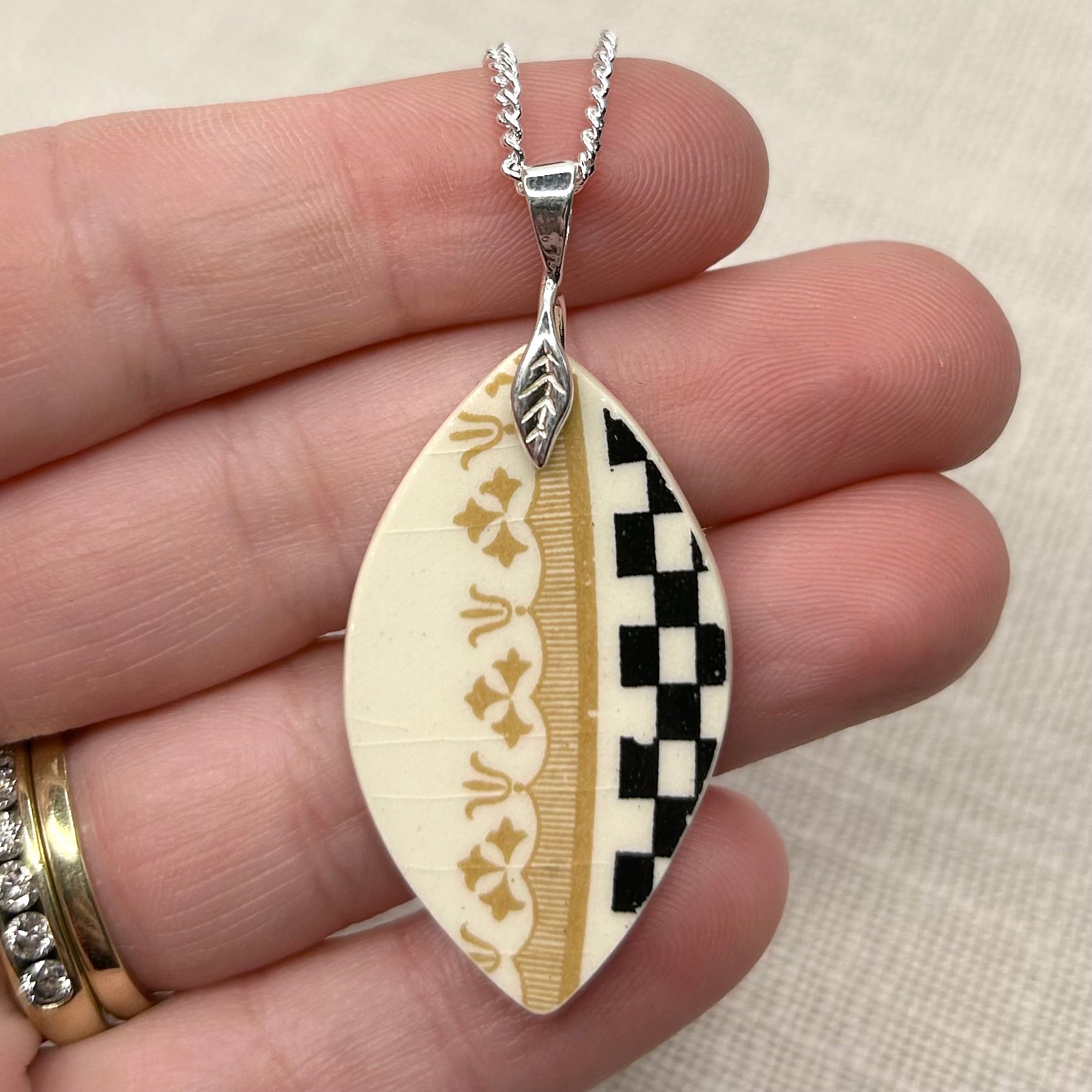 1930’s Burleigh Ware Pendant Necklace Sterling Silver