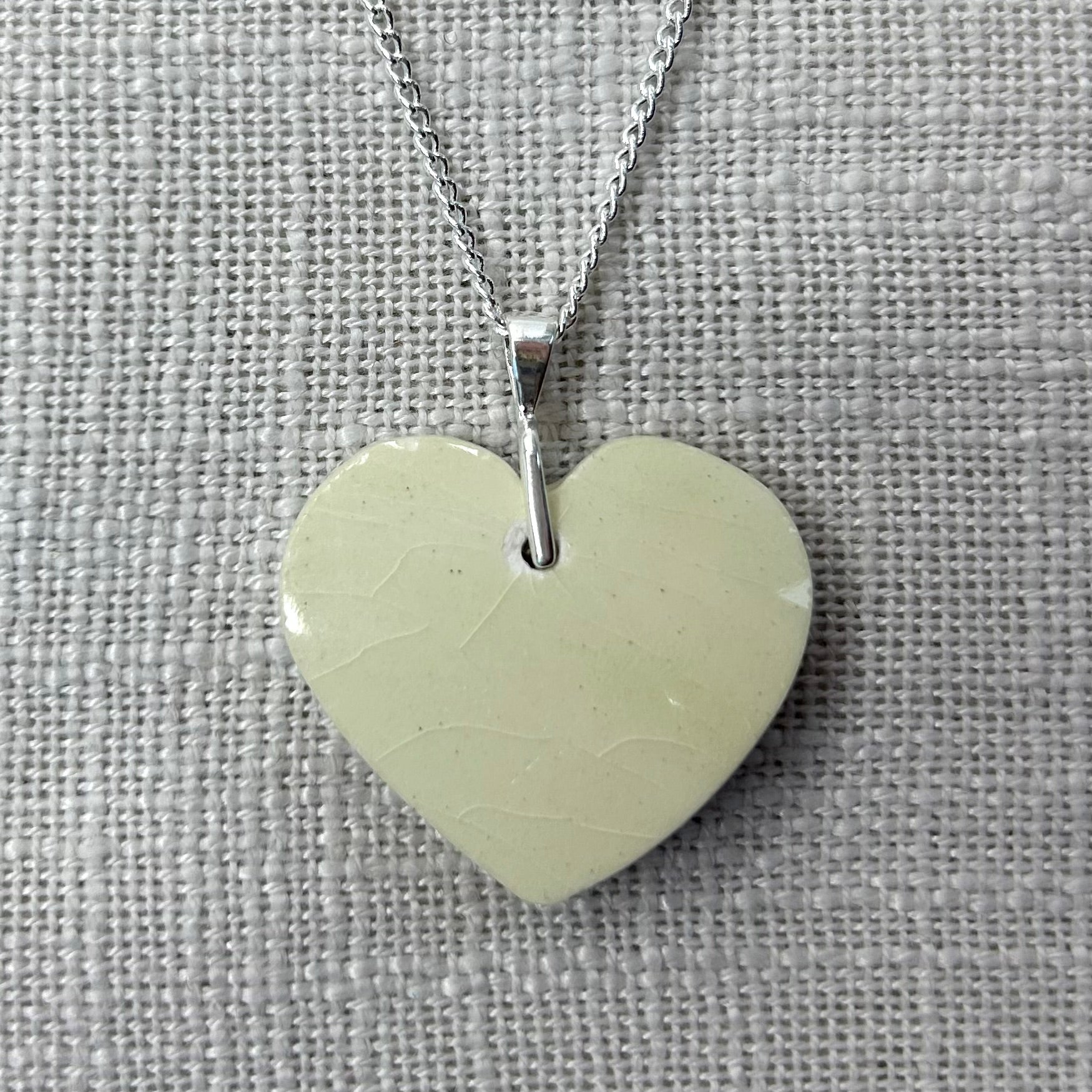 1930’s Swann Pottery Heart Shaped Pendant Necklace Sterling Silver