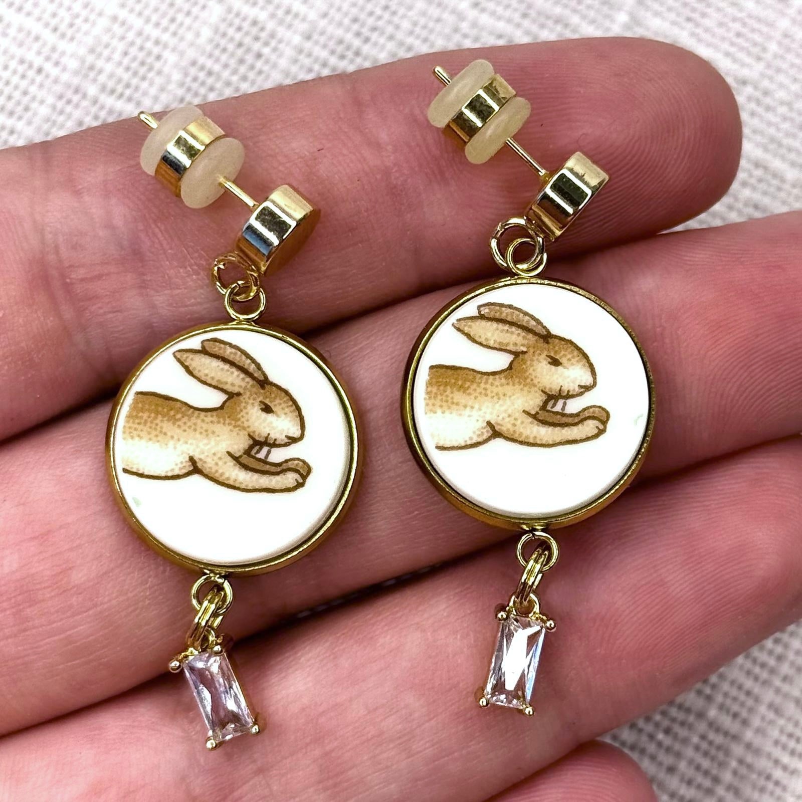 1970’s Royal Doulton ‘Bunnykins’ Stud Dangly Earrings Clear M