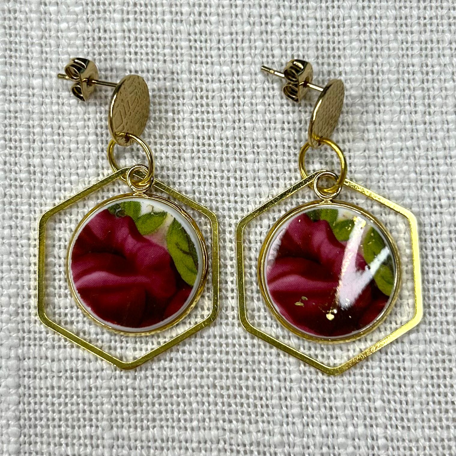 1962 Royal Albert ‘Old Country Roses’ Stud Dangly Earrings YM
