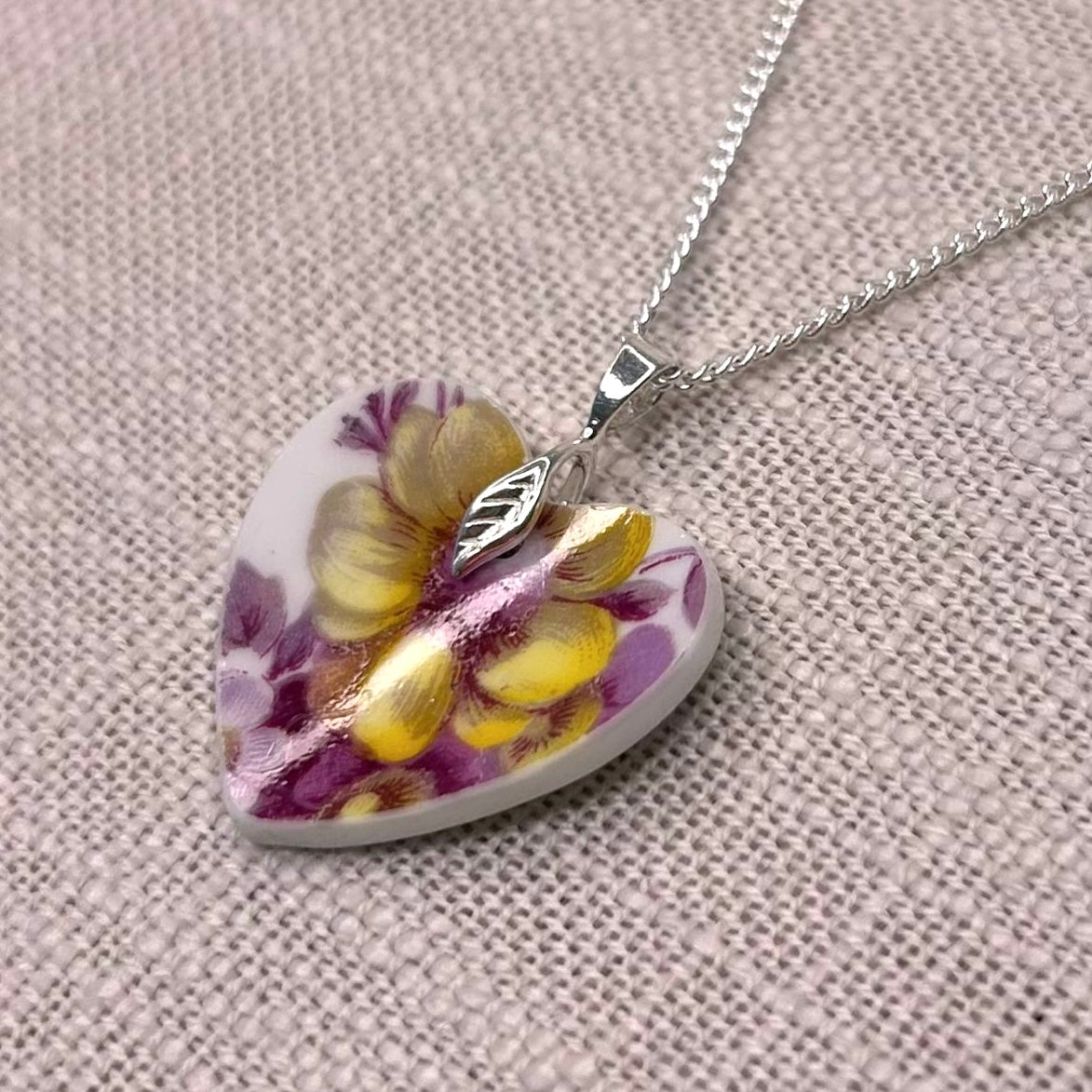 1940’s Sterling Silver Colclough Heart Pendant Necklace