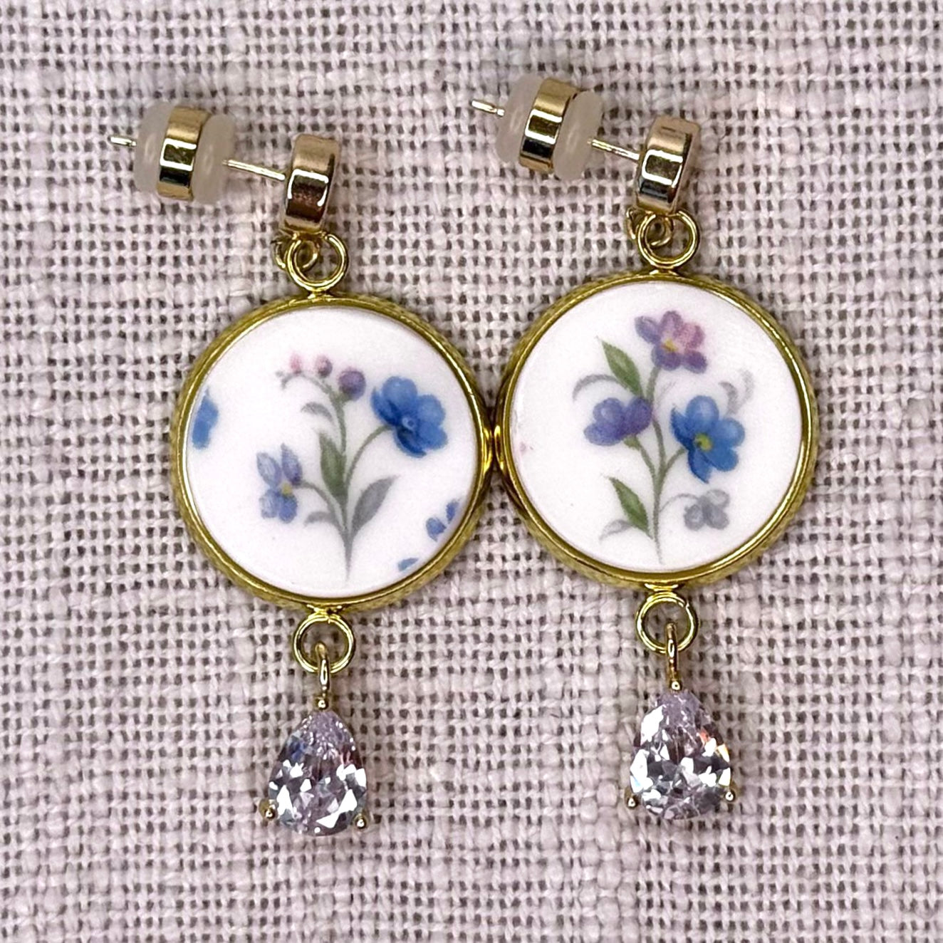 1965 Royal Albert ‘Memory Lane’ Stud Dangly Earrings Tear Drop Charm M