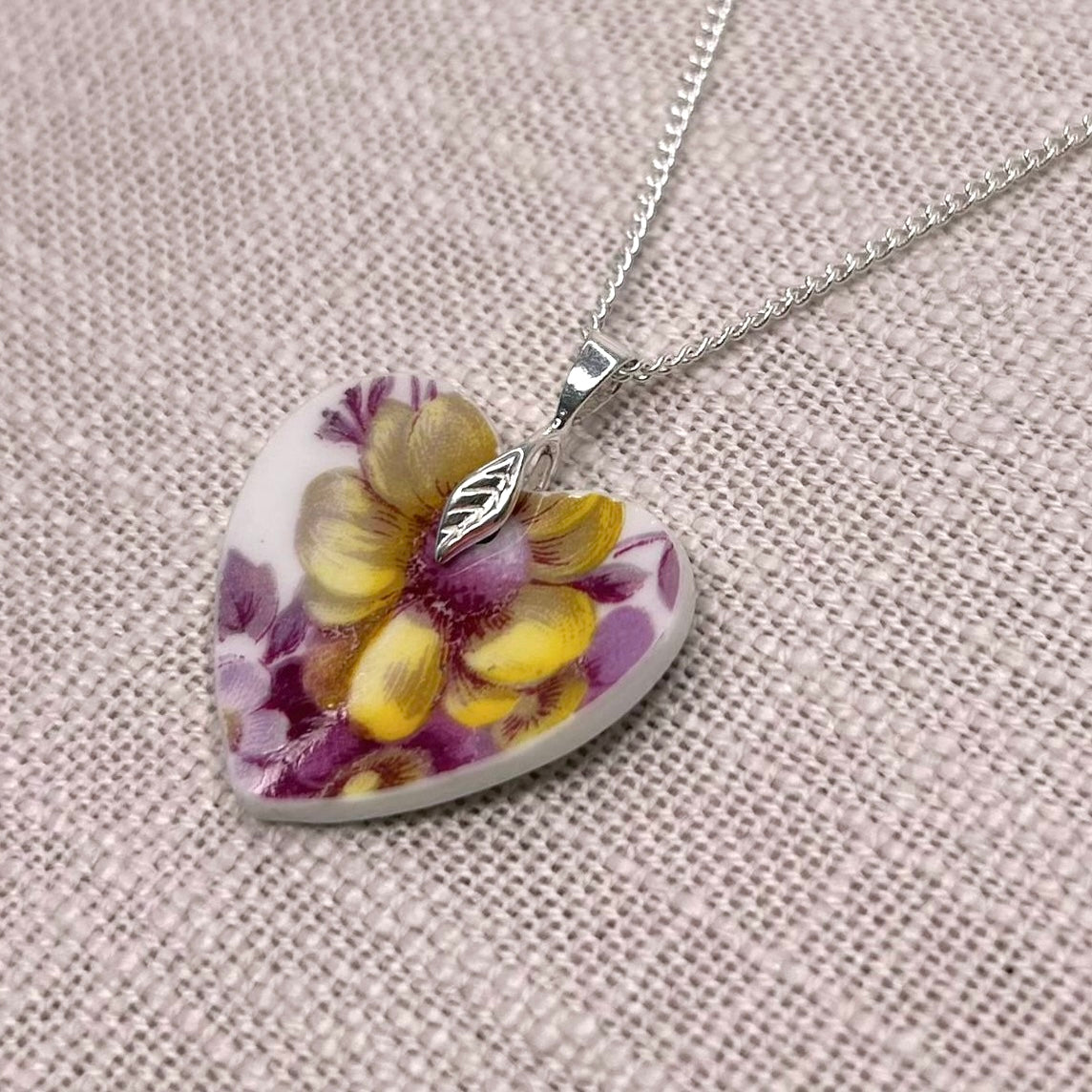 1940’s Sterling Silver Colclough Heart Pendant Necklace