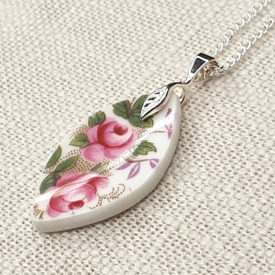 1961 Sterling Silver Royal Albert ‘Lavender Rose’ Pendant Necklace