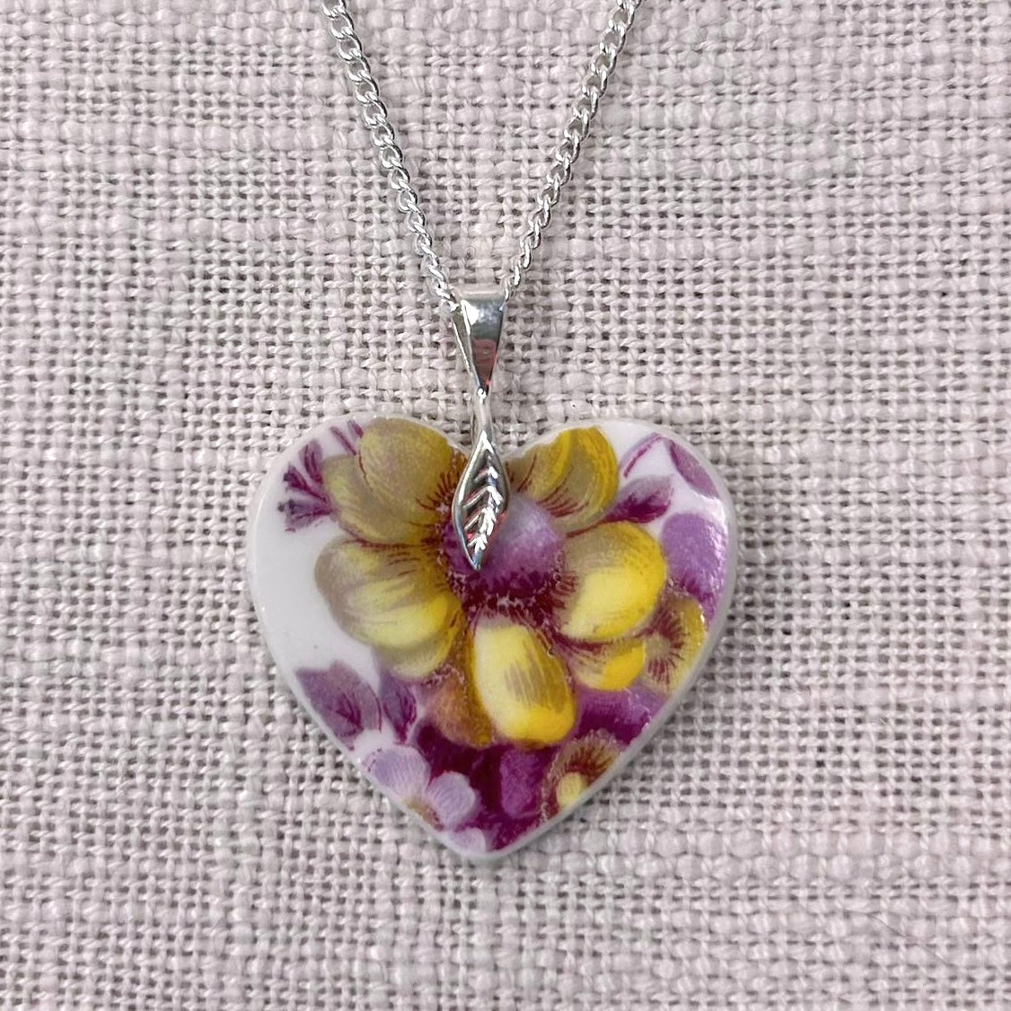 1940’s Sterling Silver Colclough Heart Pendant Necklace