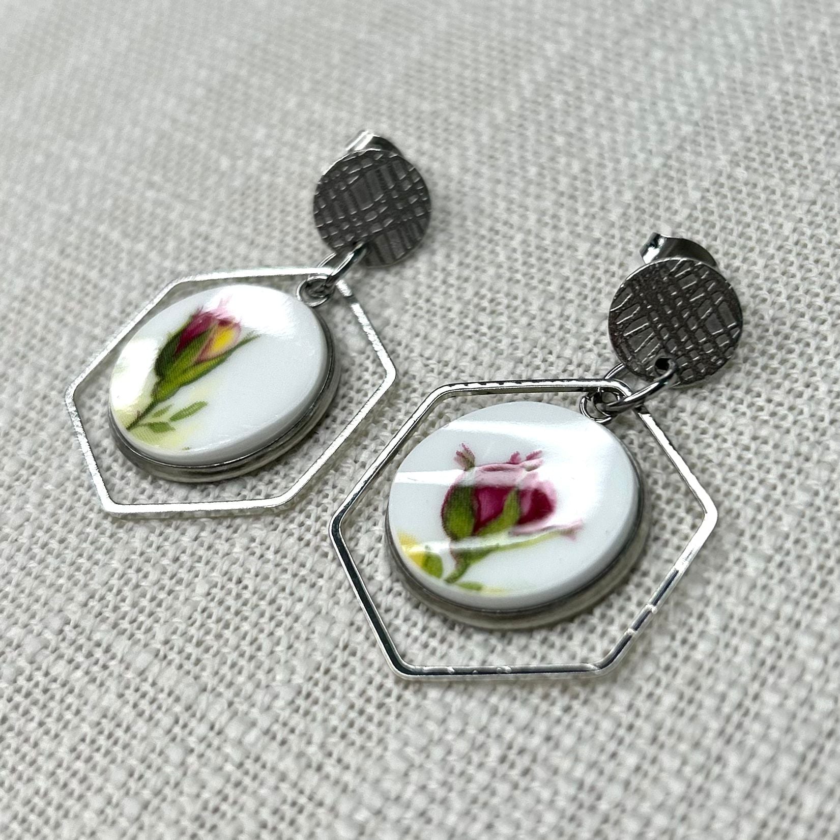 1962 Royal Albert ‘Old Country Roses’ Stud Dangly Earrings SM