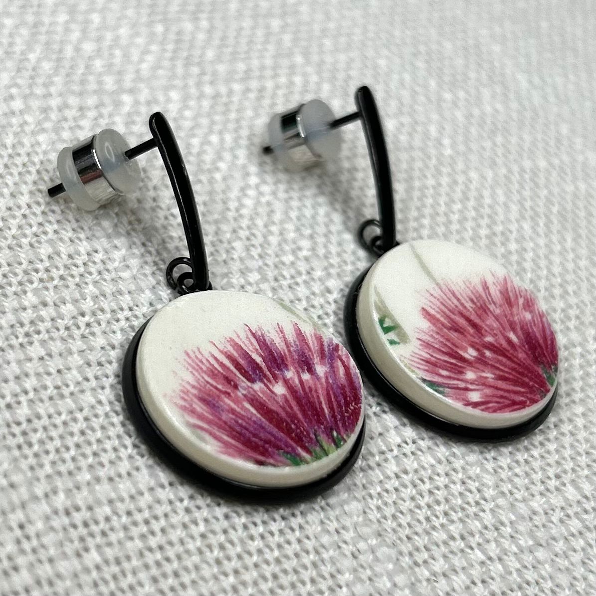 1940’s Johnson Brothers Thistle Stud Dangly Earrings BM
