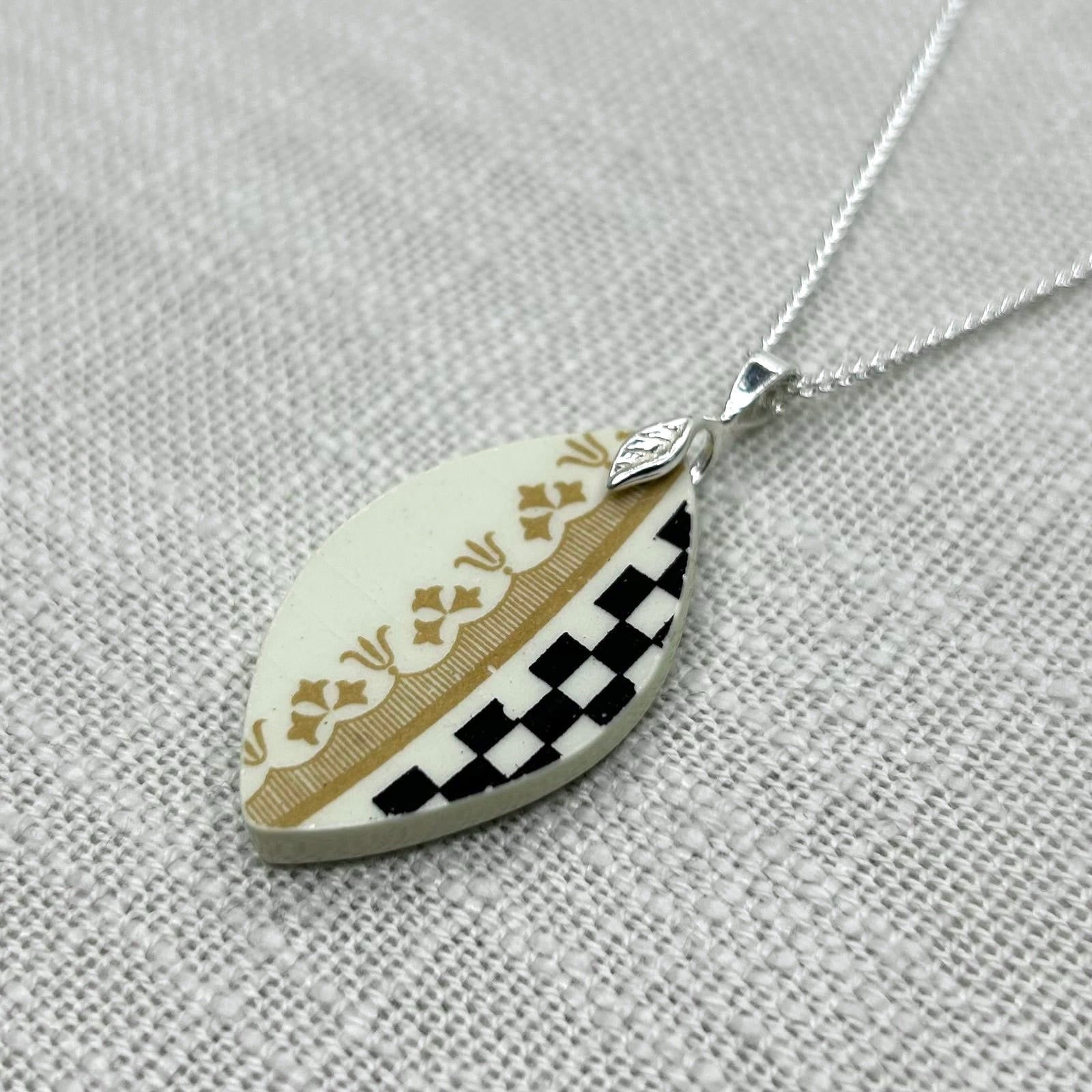 1930’s Burleigh Ware Pendant Necklace Sterling Silver