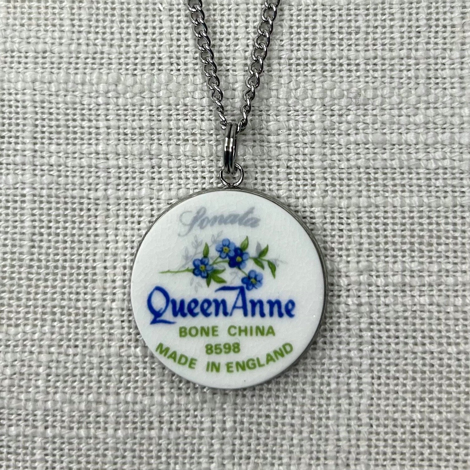 1950s Queen Anne Sonata Backstamp Pendant Necklace Silver