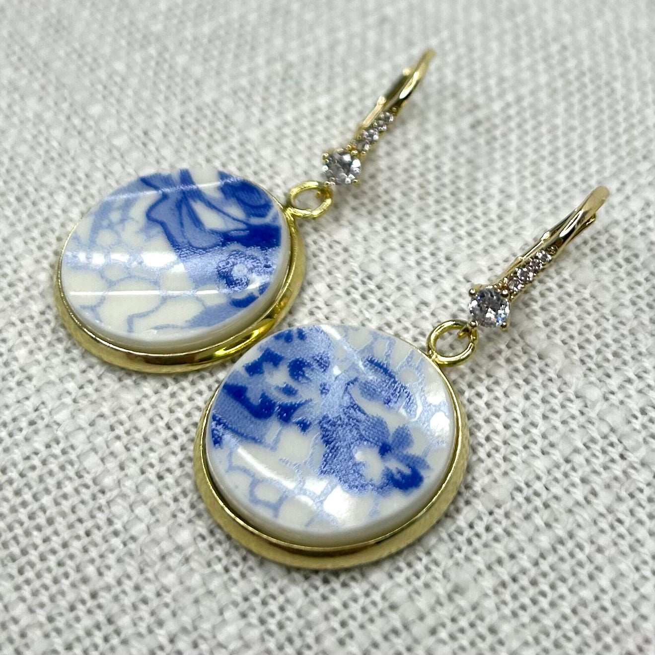 CZ Leverback Dangly Earrings Y