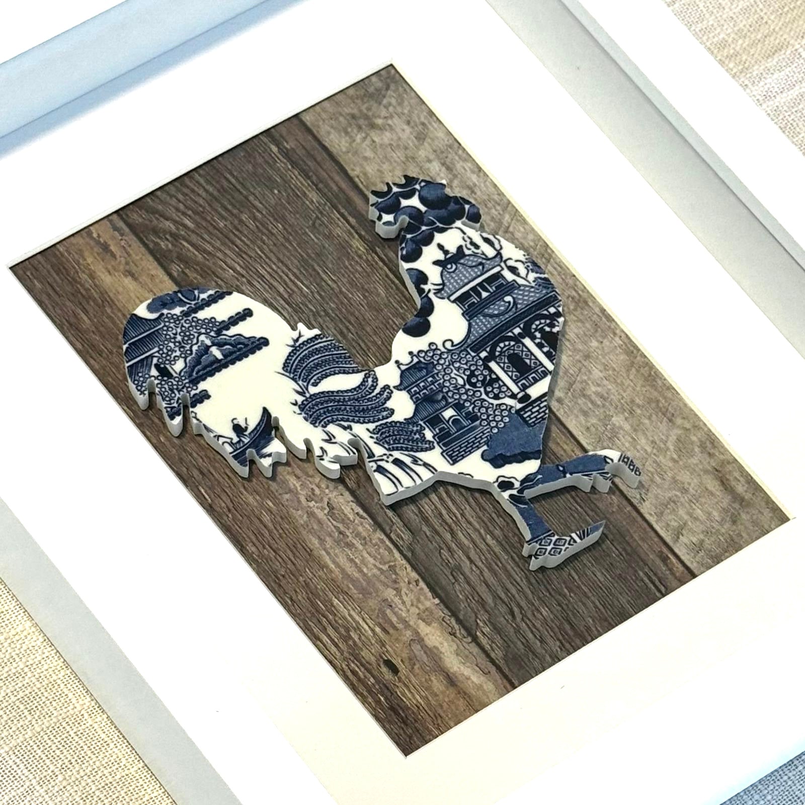 1960’s Rooster from Churchill ‘Blue Willow’ Framed Artwork