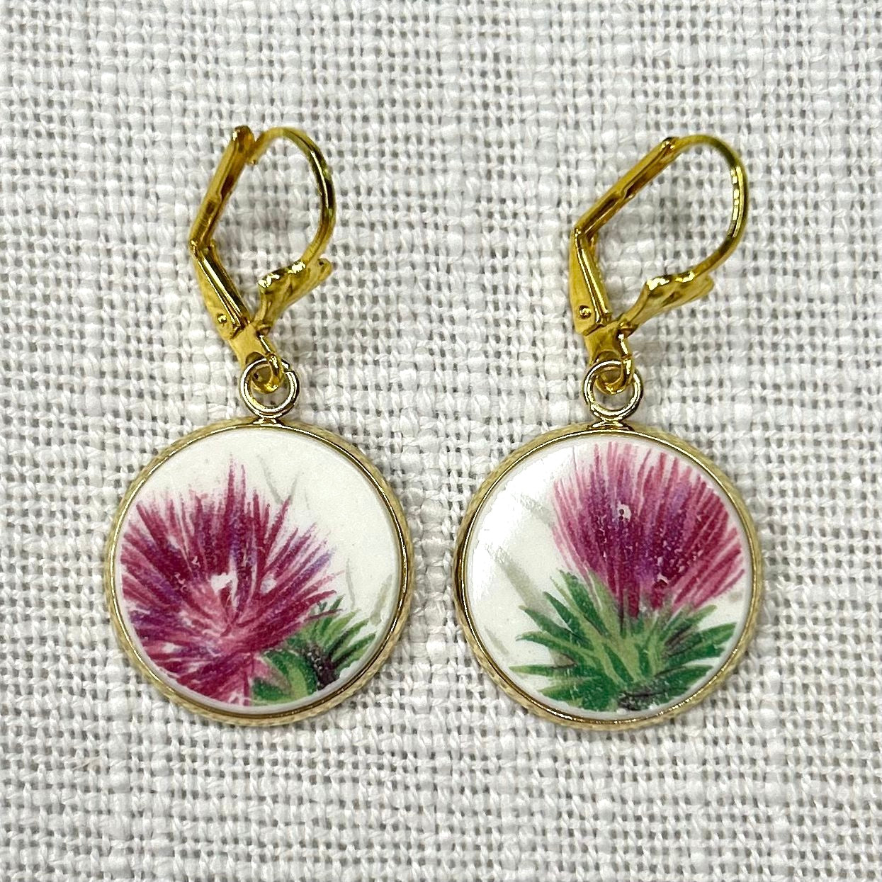 1940’s Johnson Brothers Thistle Leverback Dangly Earrings YM