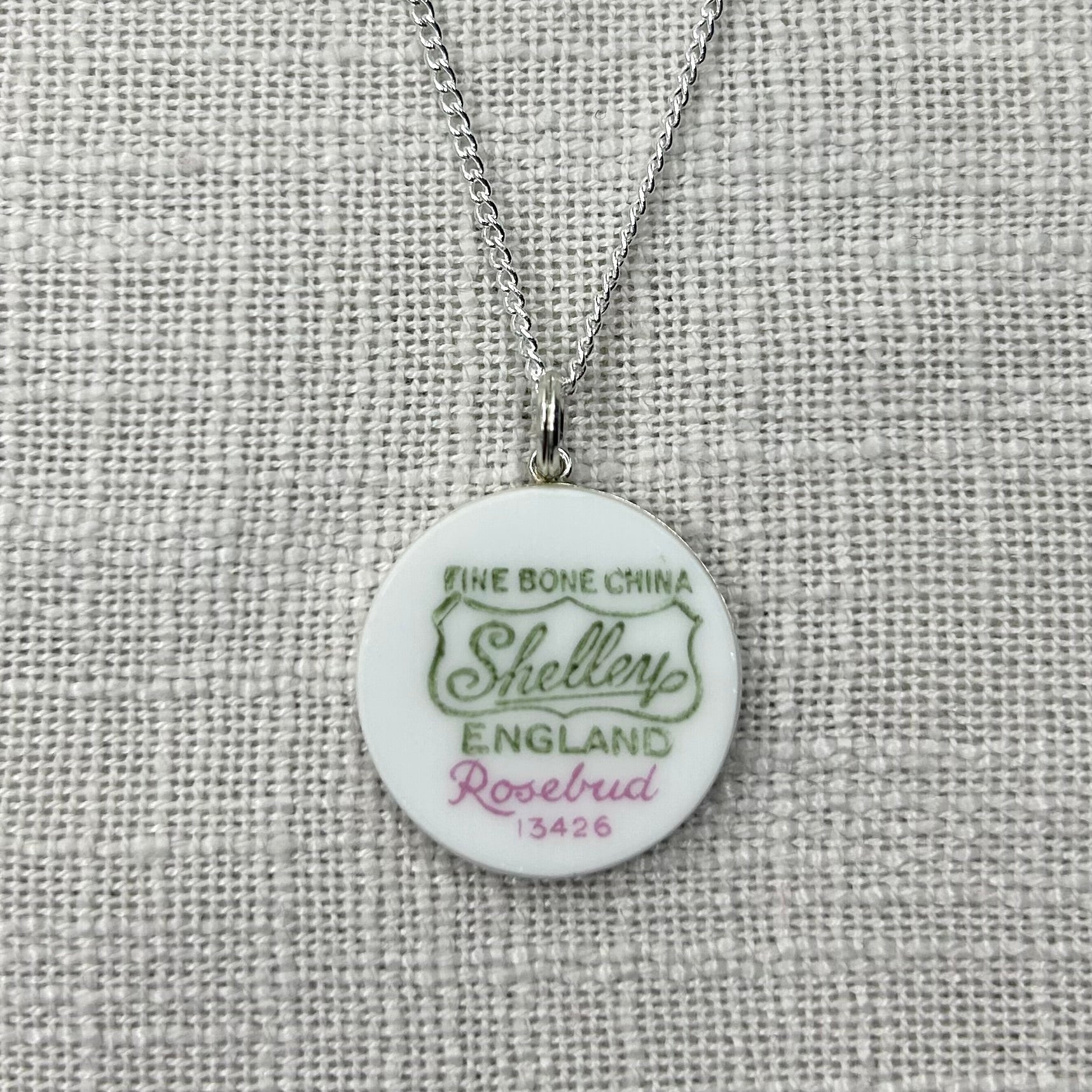 1945-60 Shelley ‘Rosebud’ Backstamp Pendant Necklace Sterling Silver