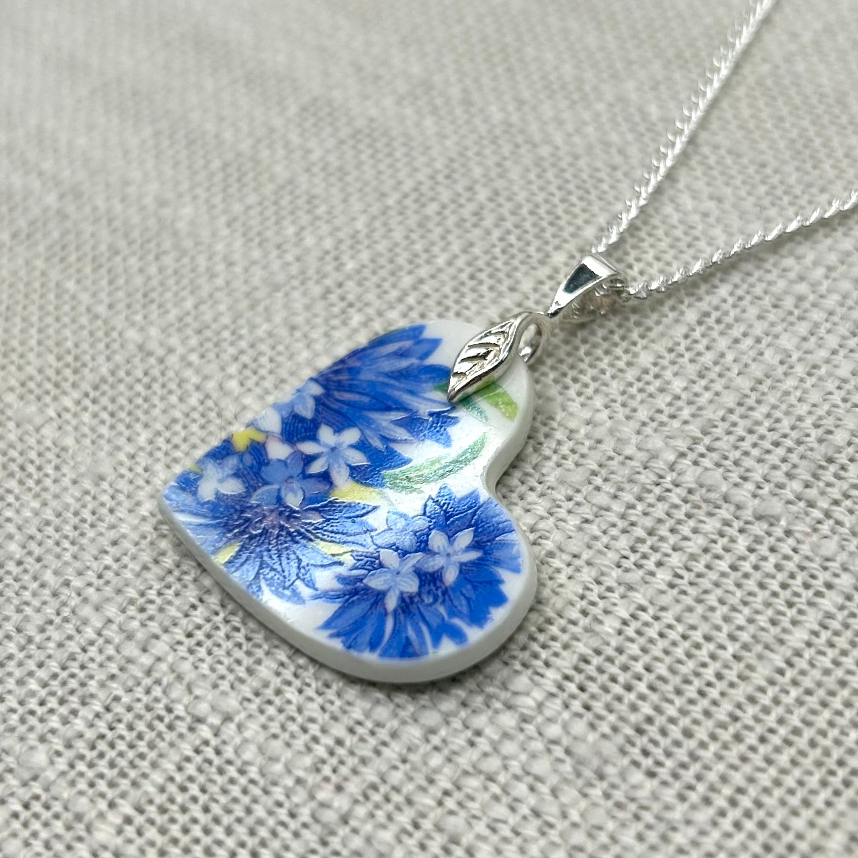 1930’s Colclough Heart Shaped Pendant Necklace Sterling Silver