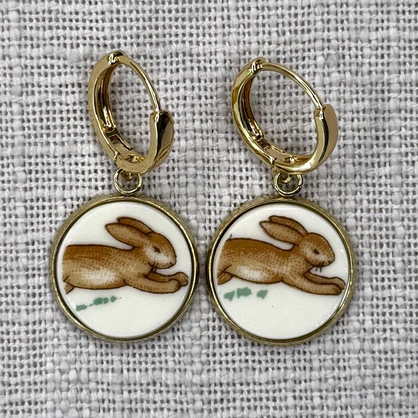 1970s Royal Doulton Bunnykins Huggies Dangly Earrings
