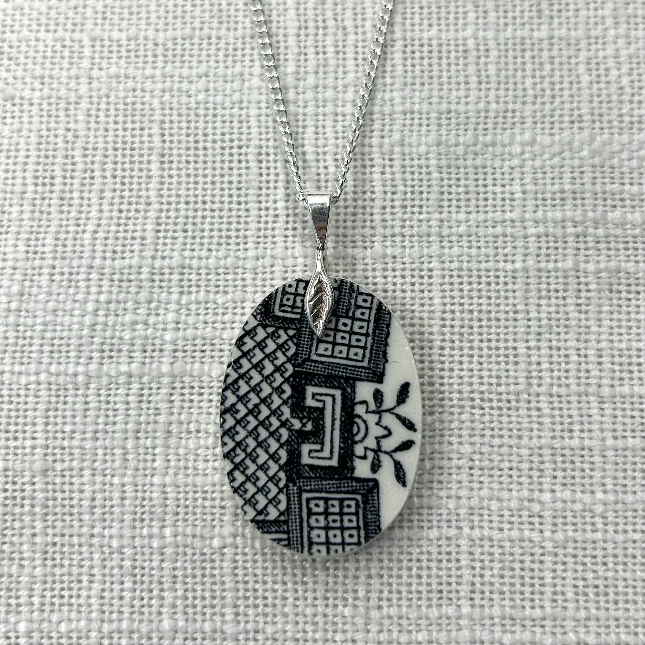 1980’s Churchill ‘Midnight Willow’ Oval Pendant Necklace Sterling Silver