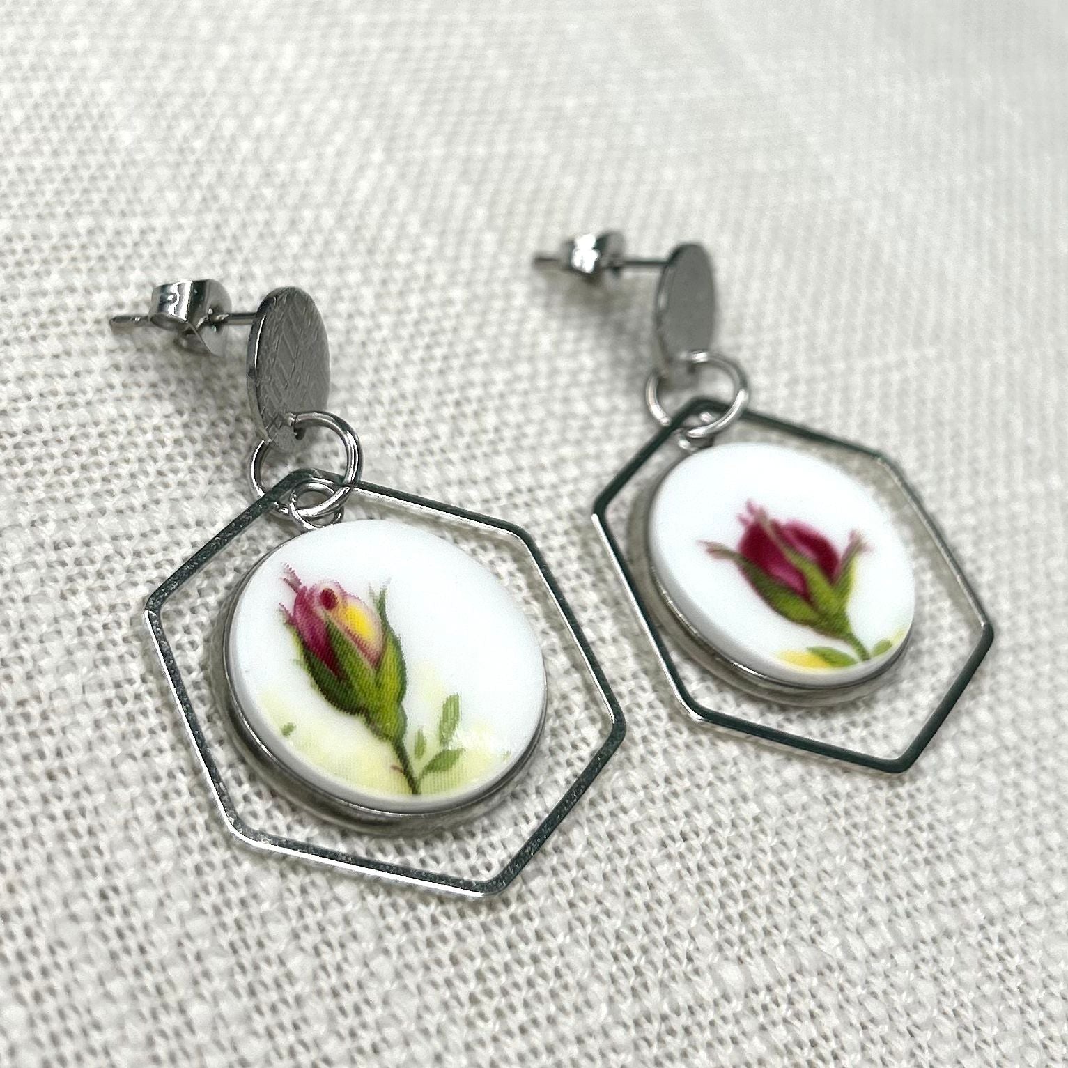 1962 Royal Albert ‘Old Country Roses’ Stud Dangly Earrings SM