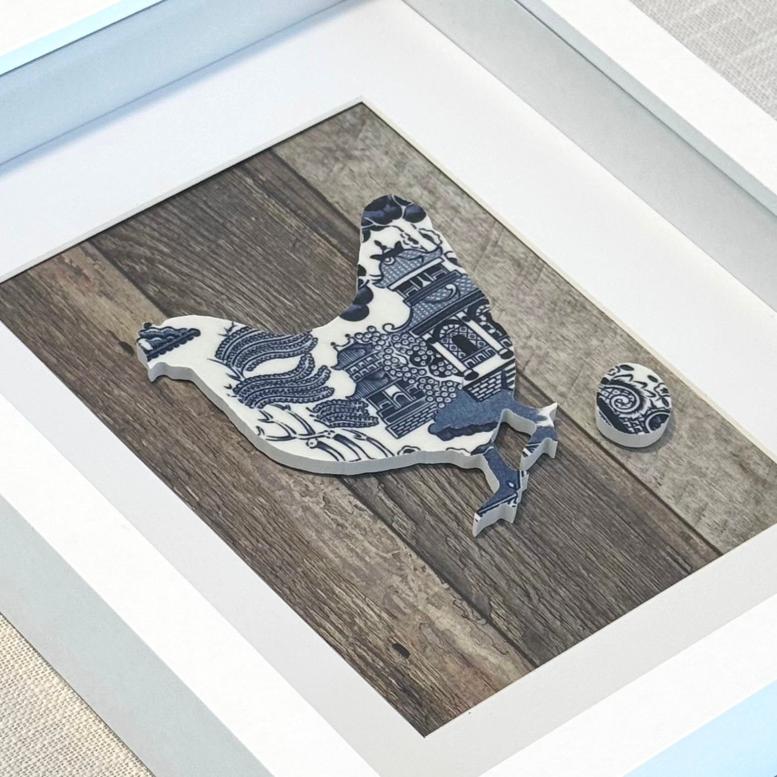 1960’s Hen from Churchill ‘Blue Willow’ Framed Artwork