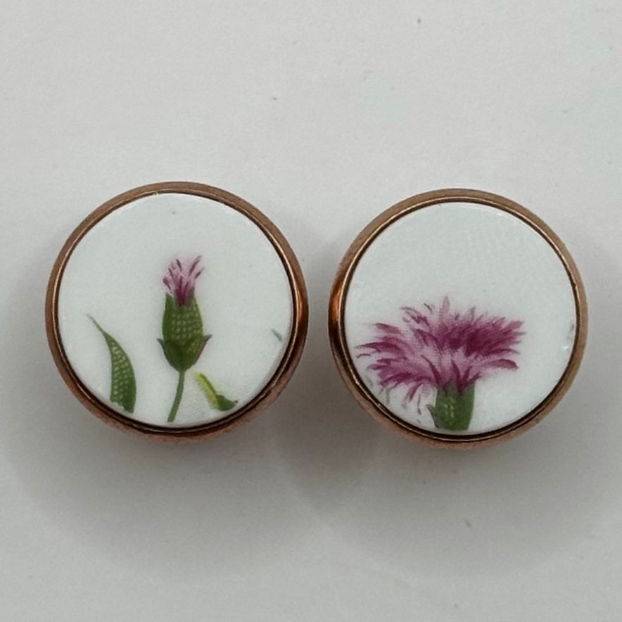 1950s Queen Anne Stud Earrings Carnations Rose Gold