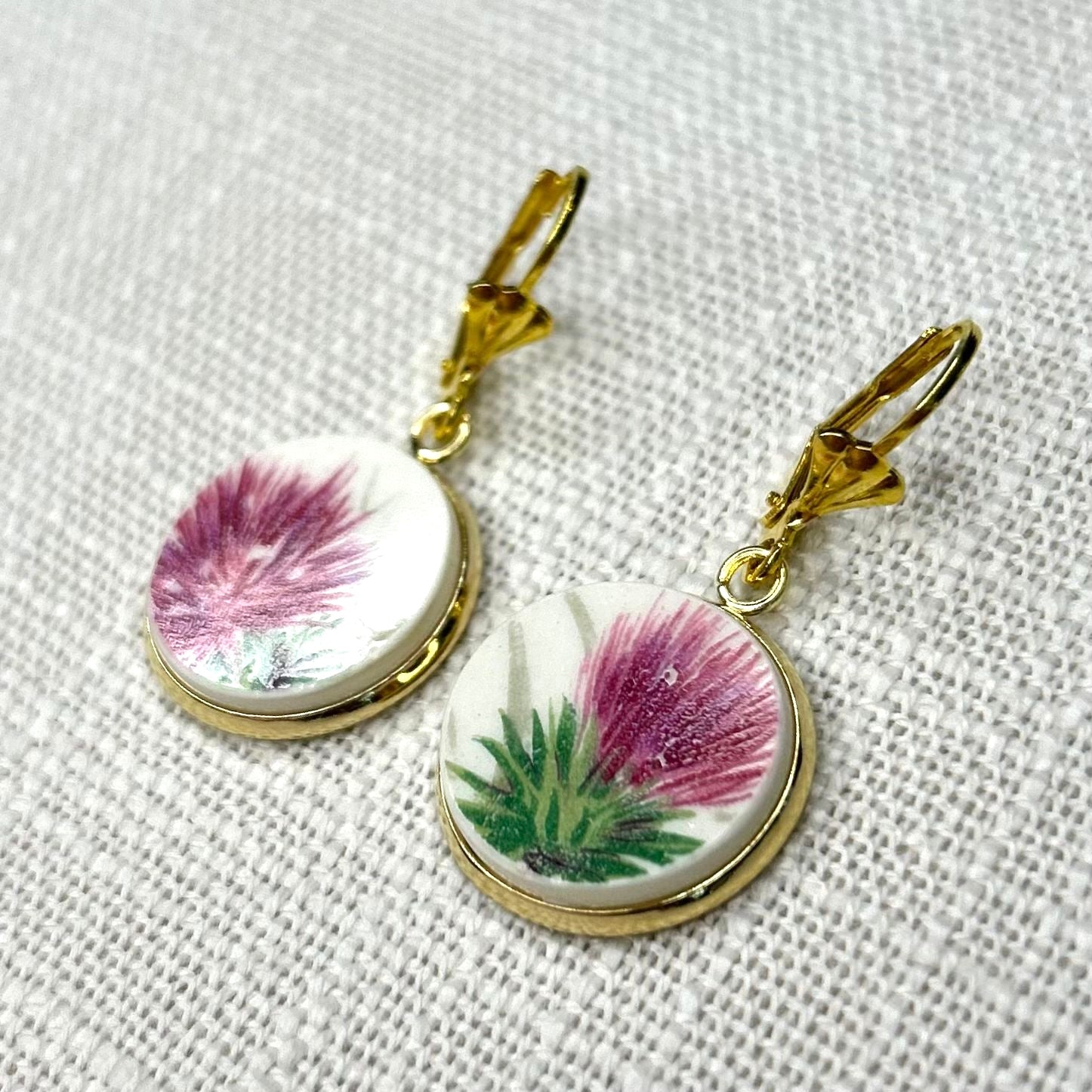 1940’s Johnson Brothers Thistle Leverback Dangly Earrings YM