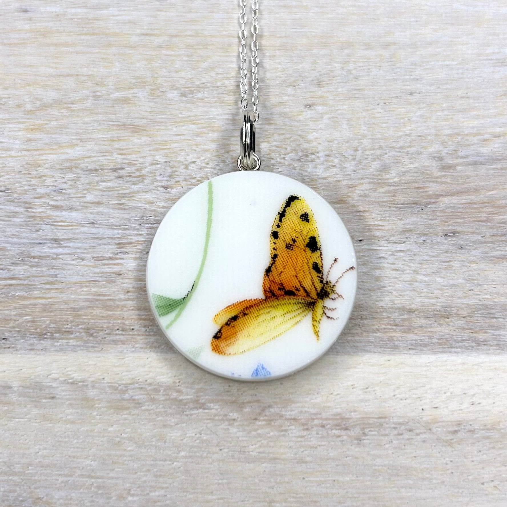 Sterling Silver Butterfly Pendant Necklace 2000’s M
