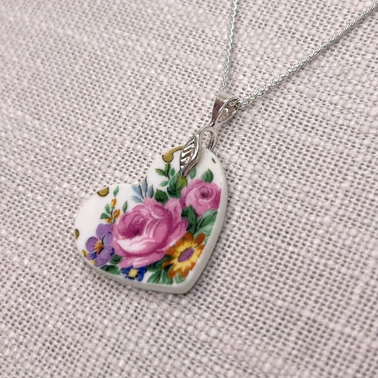 1950’s Sterling Silver Royal Stafford Heart Pendant Necklace