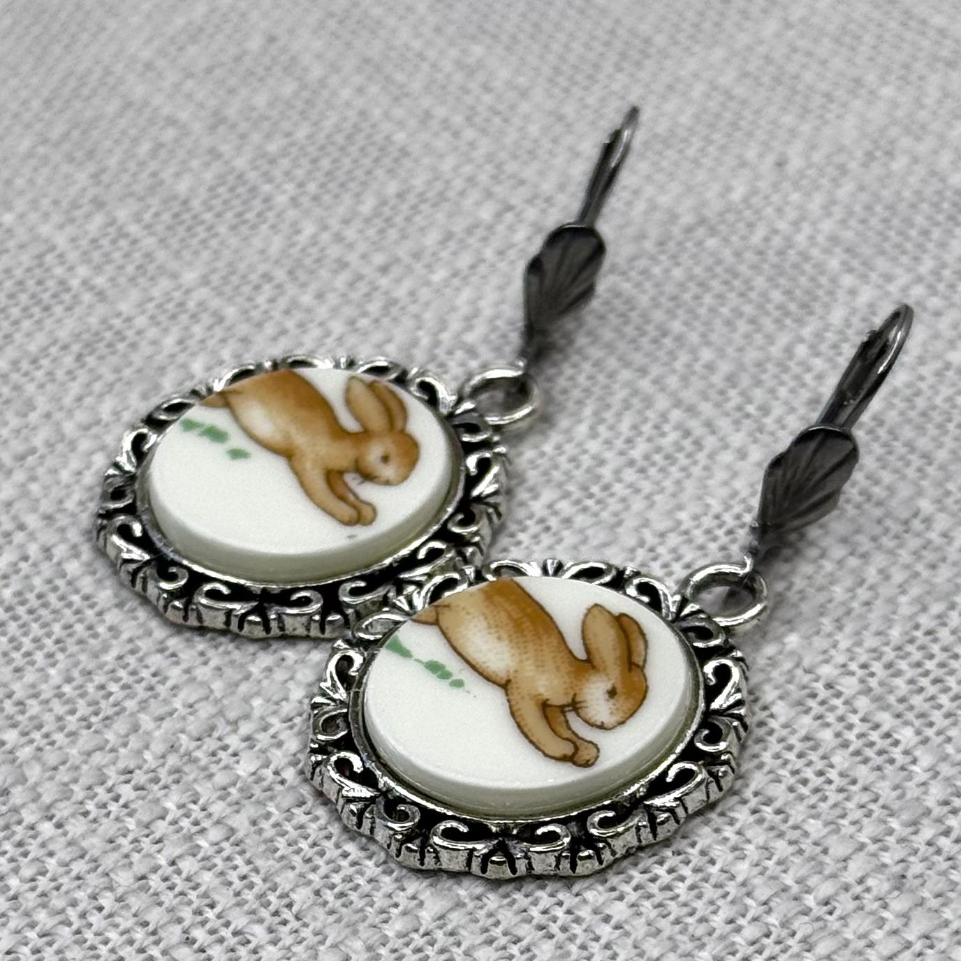 1970s Royal Doulton Bunnykins Leverback Dangly Earrings