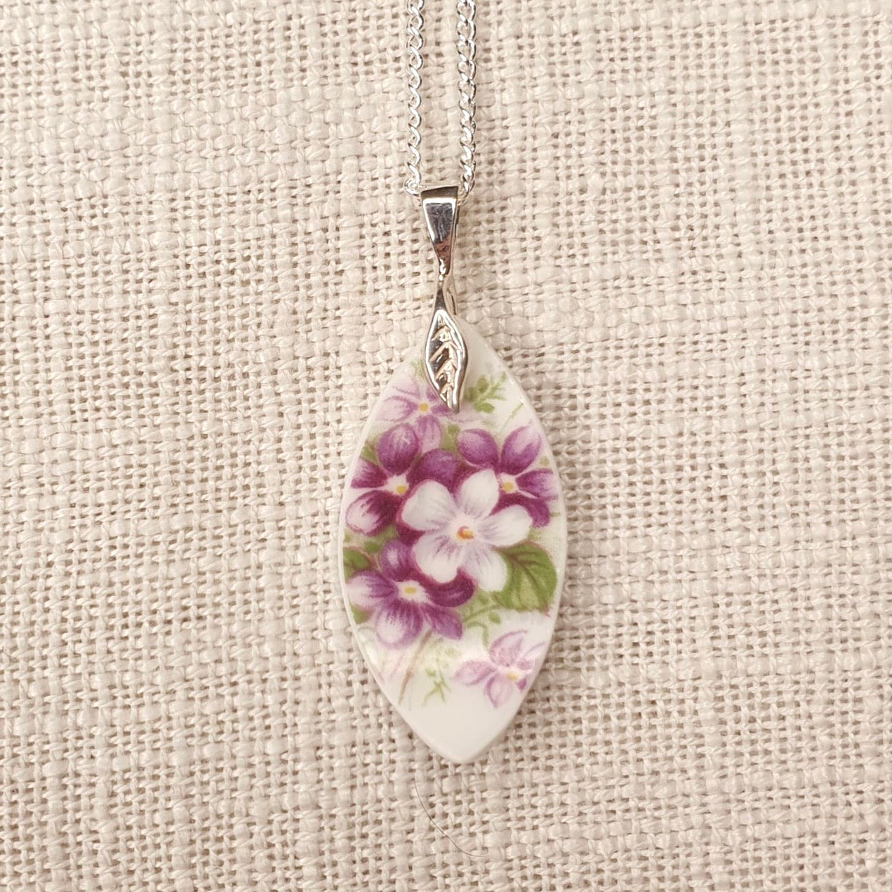 1966 Sterling Silver Royal Albert ‘Sweet Violets’ Pendant Necklace