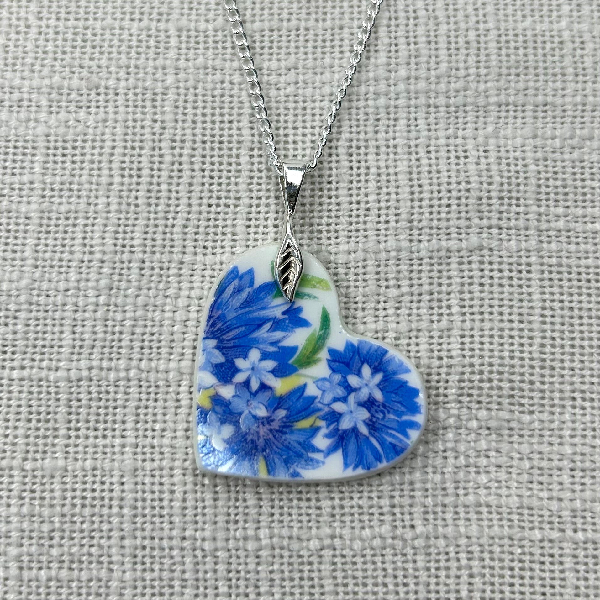 1930’s Colclough Heart Shaped Pendant Necklace Sterling Silver