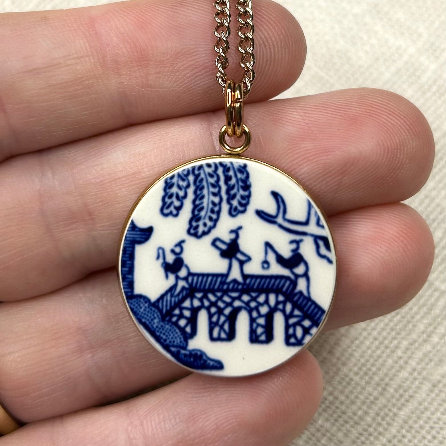 1970’s Churchill ‘Blue Willow’ Pendant Necklace R