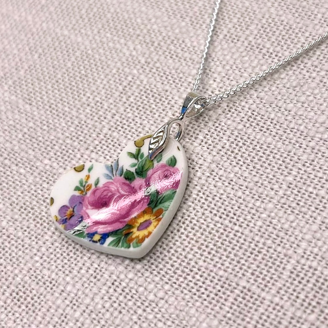 1950’s Sterling Silver Royal Stafford Heart Pendant Necklace