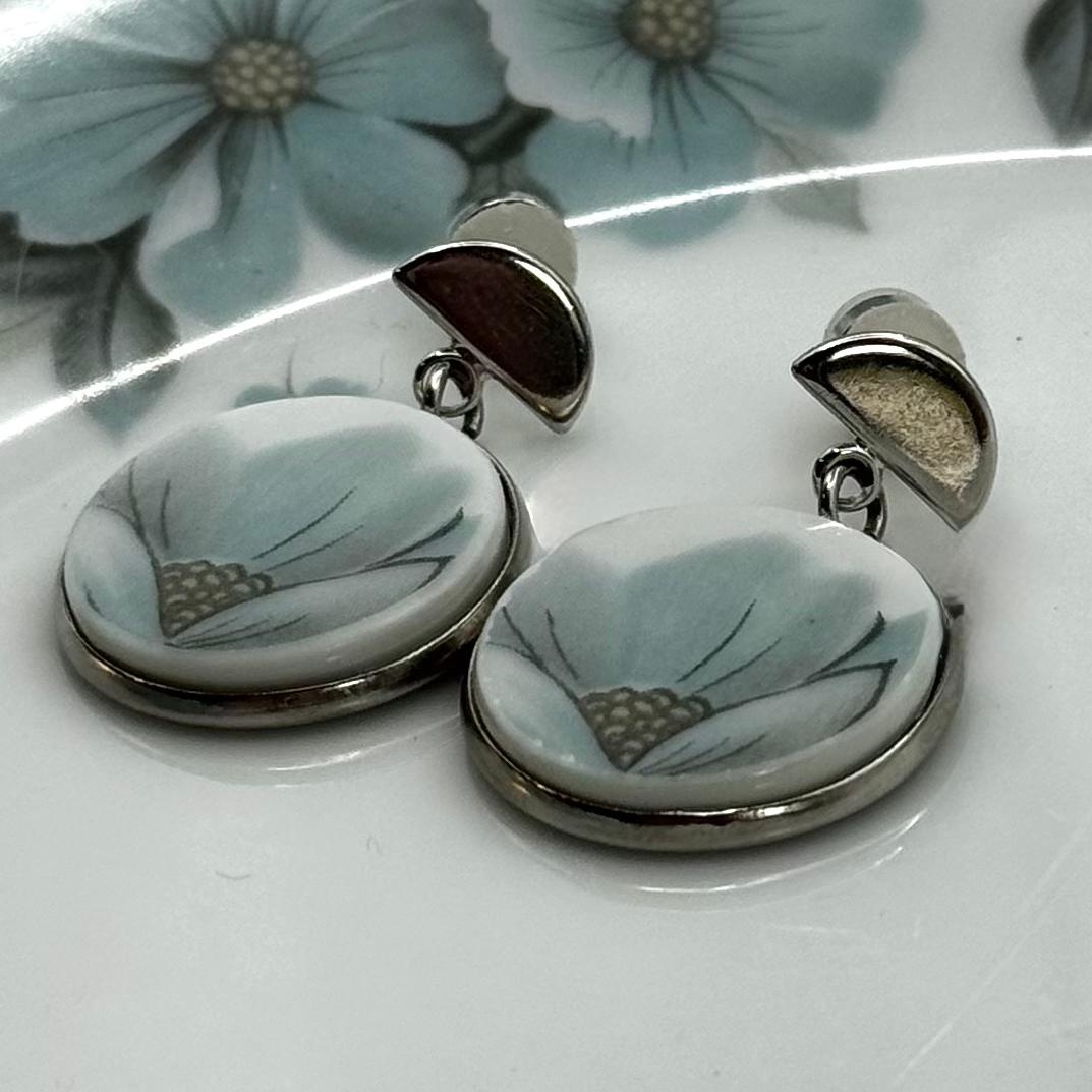 Noritake Alouette 1967-79 Broken Plate Stud Earrings