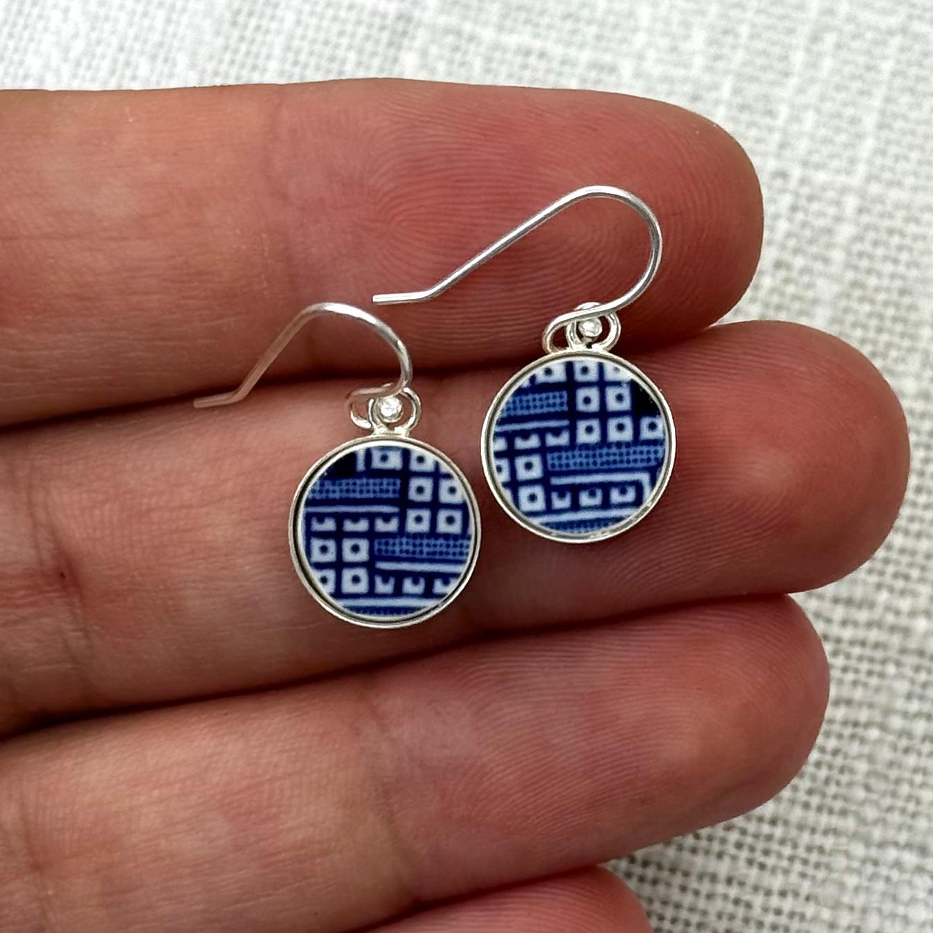 1960’s Sterling Silver Churchill ‘Blue Willow’ Dangly Earrings