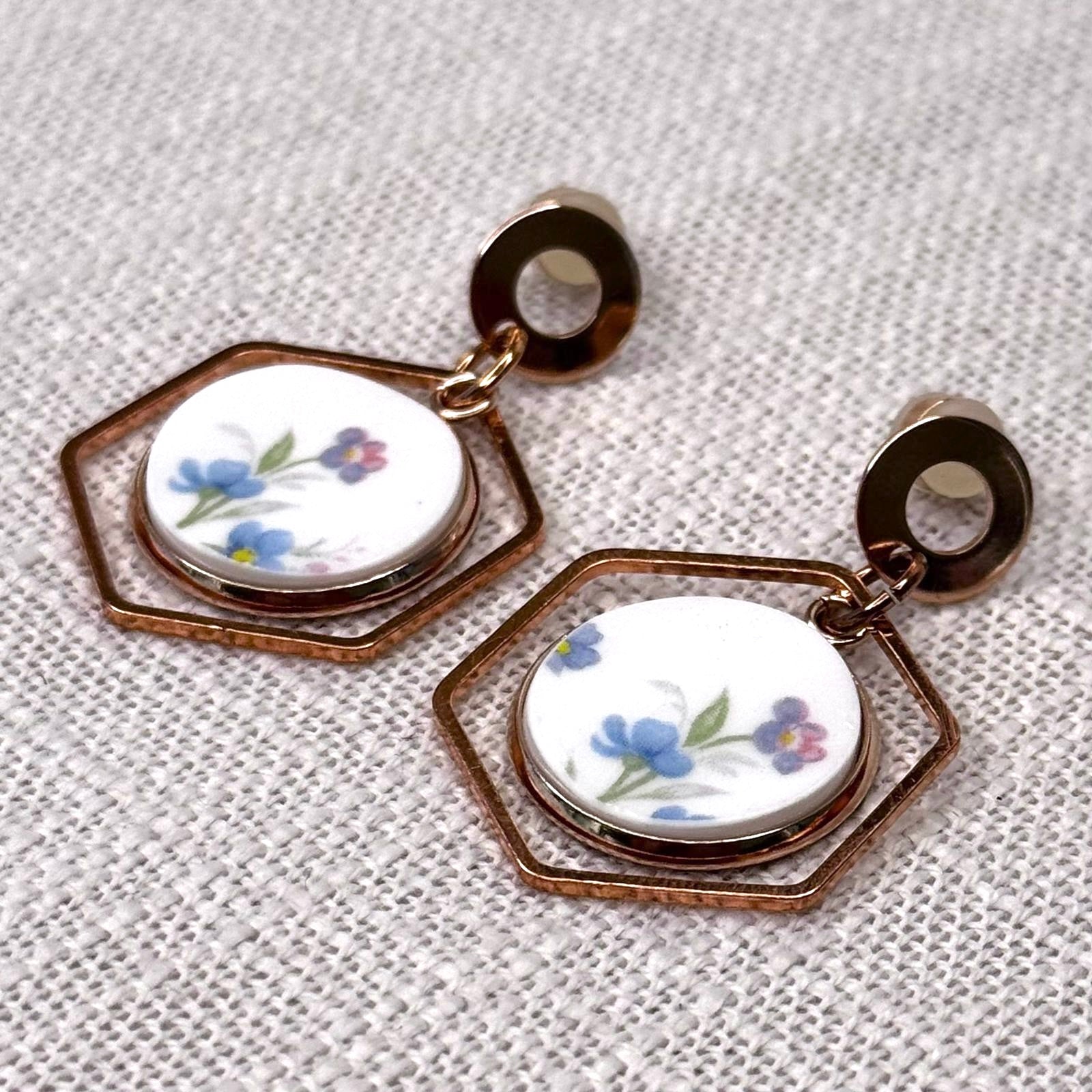 1965 Royal Albert Memory Lane Stud Dangly Earrings