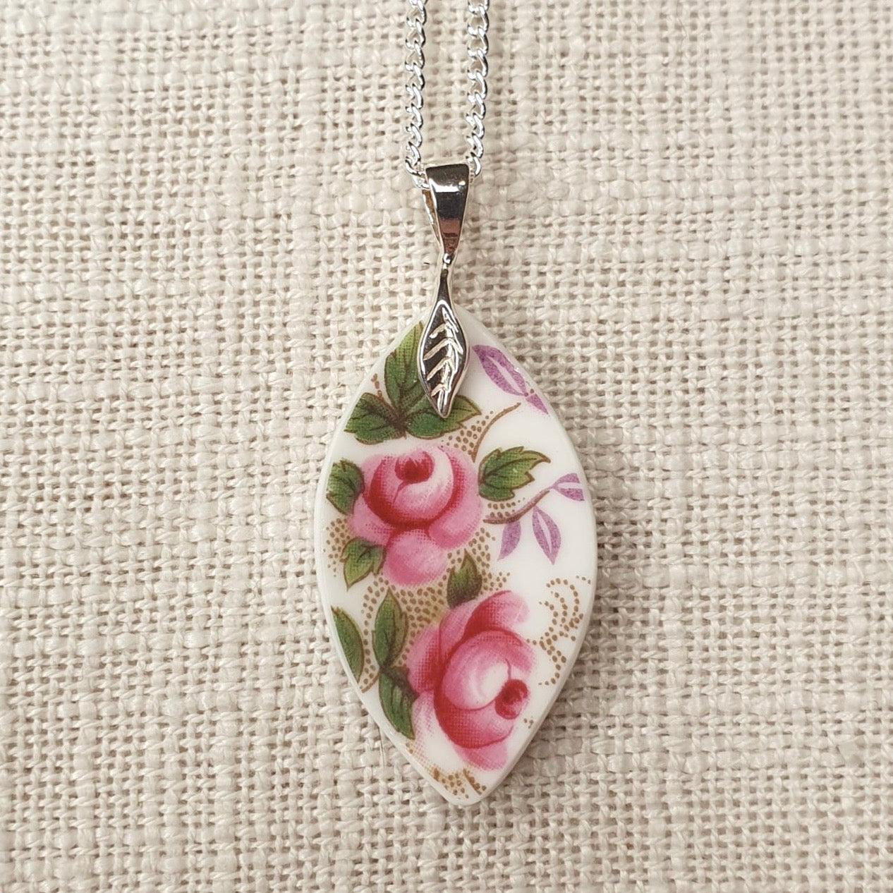 1961 Sterling Silver Royal Albert ‘Lavender Rose’ Pendant Necklace