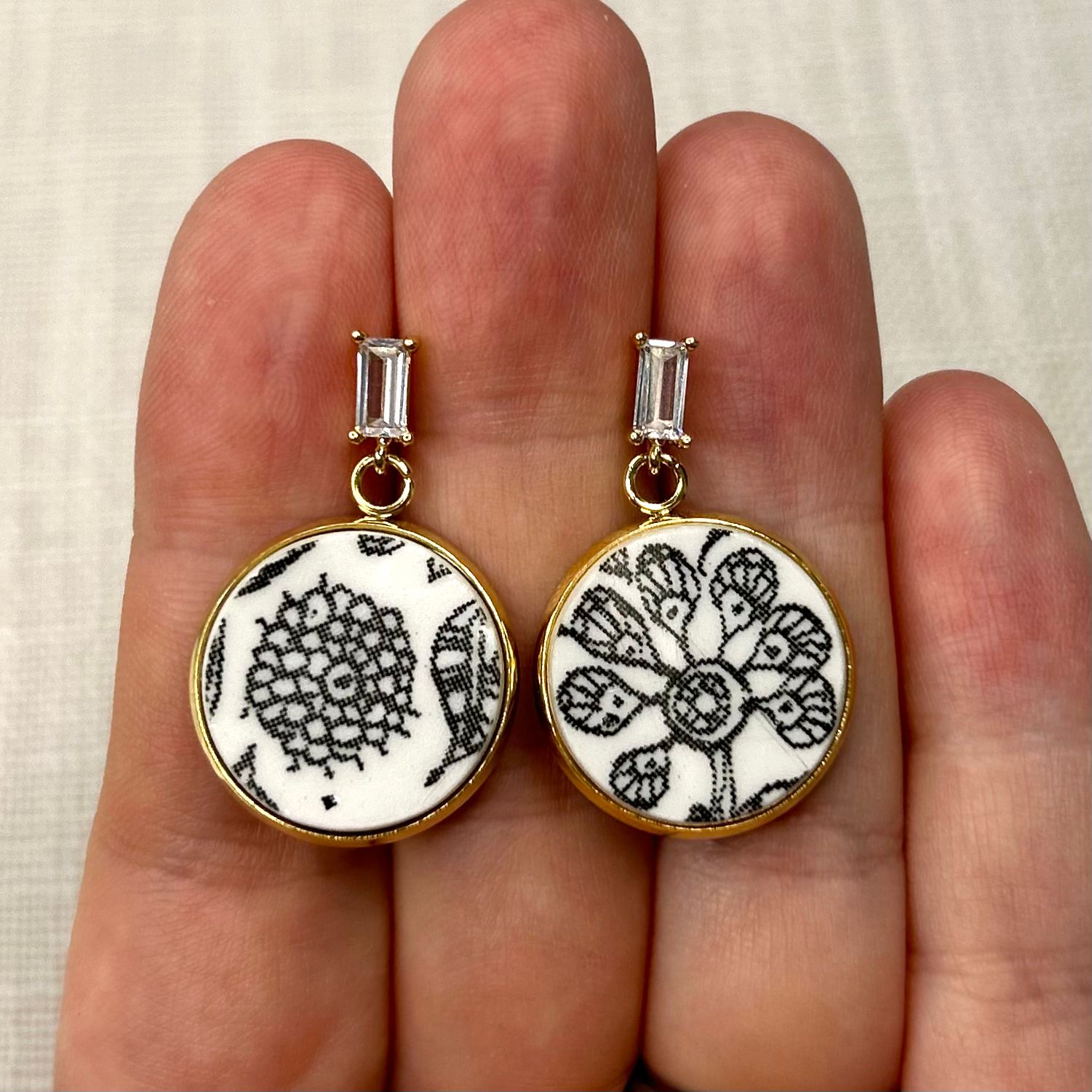 1970’s Kashmir Stud Dangly CZ Earrings YM