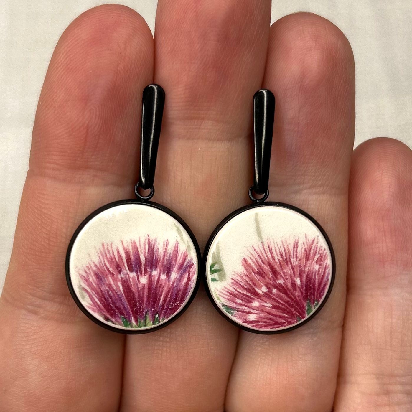 1940’s Johnson Brothers Thistle Stud Dangly Earrings BM