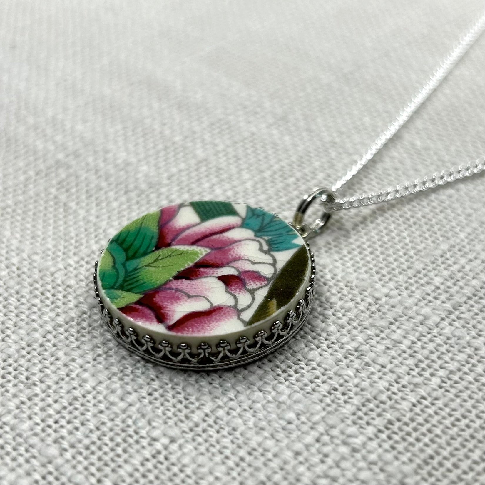 1940’s Alfred Meakin ‘Indian Tree’ Pendant Necklace Sterling Silver