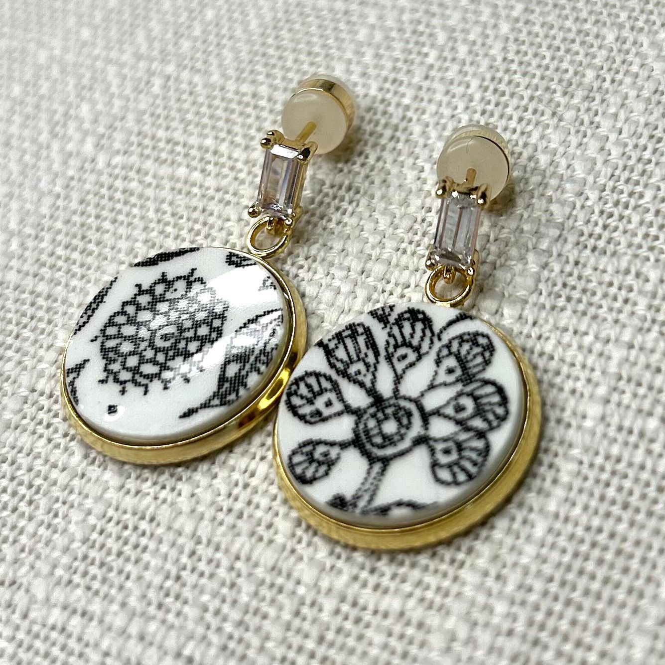 1970’s Kashmir Stud Dangly CZ Earrings YM
