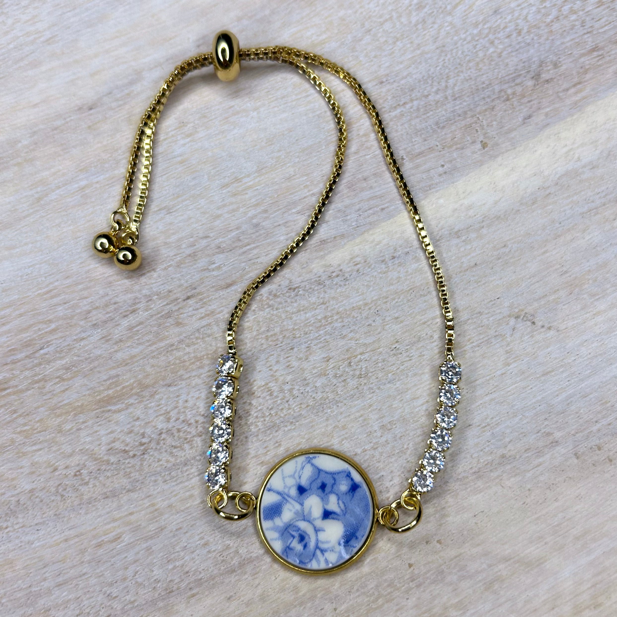 1990’s Blue Floral CZ Bracelet