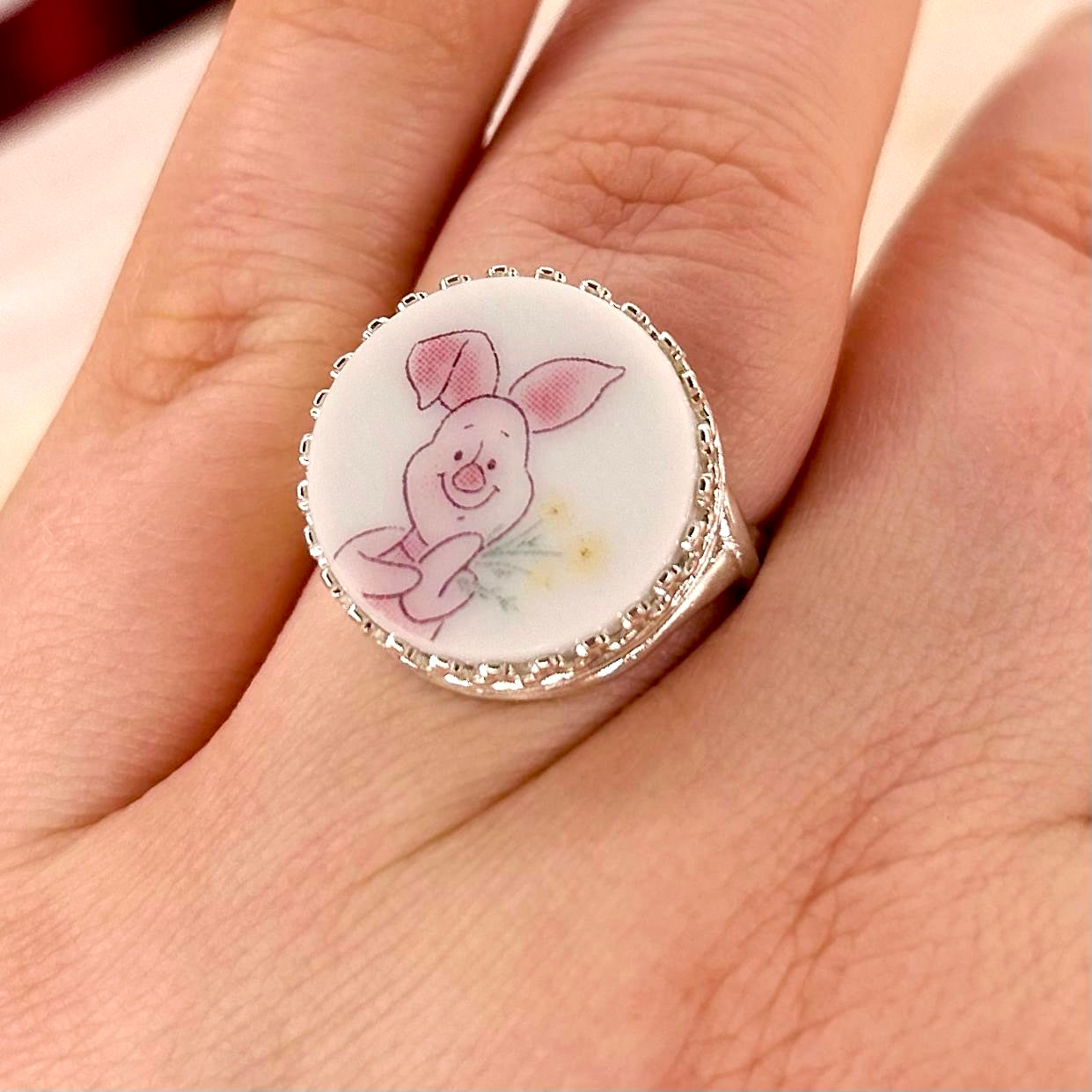 Sterling Silver Piglet Ring M