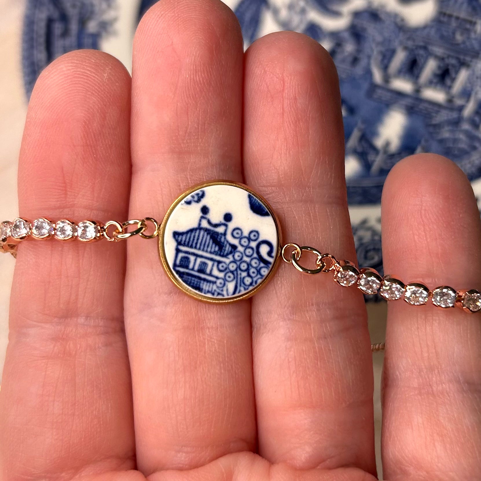 1960’s Churchill ‘Blue Willow’ CZ Bracelet RM