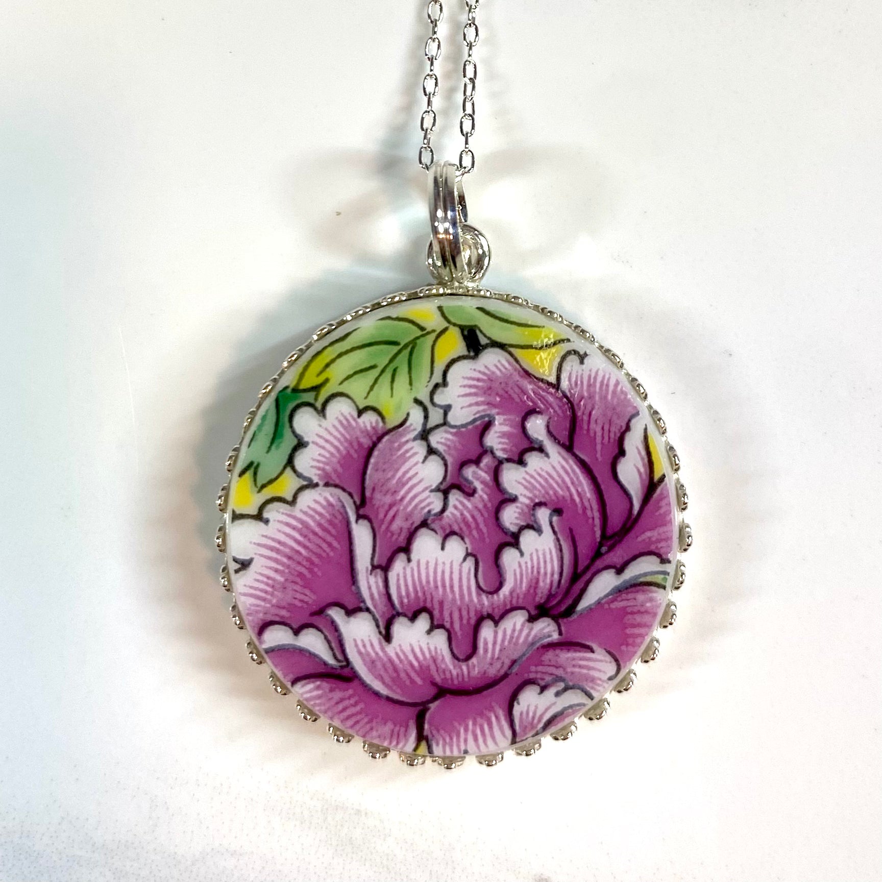 Lotus Flower Pendant Necklace Sterling Silver