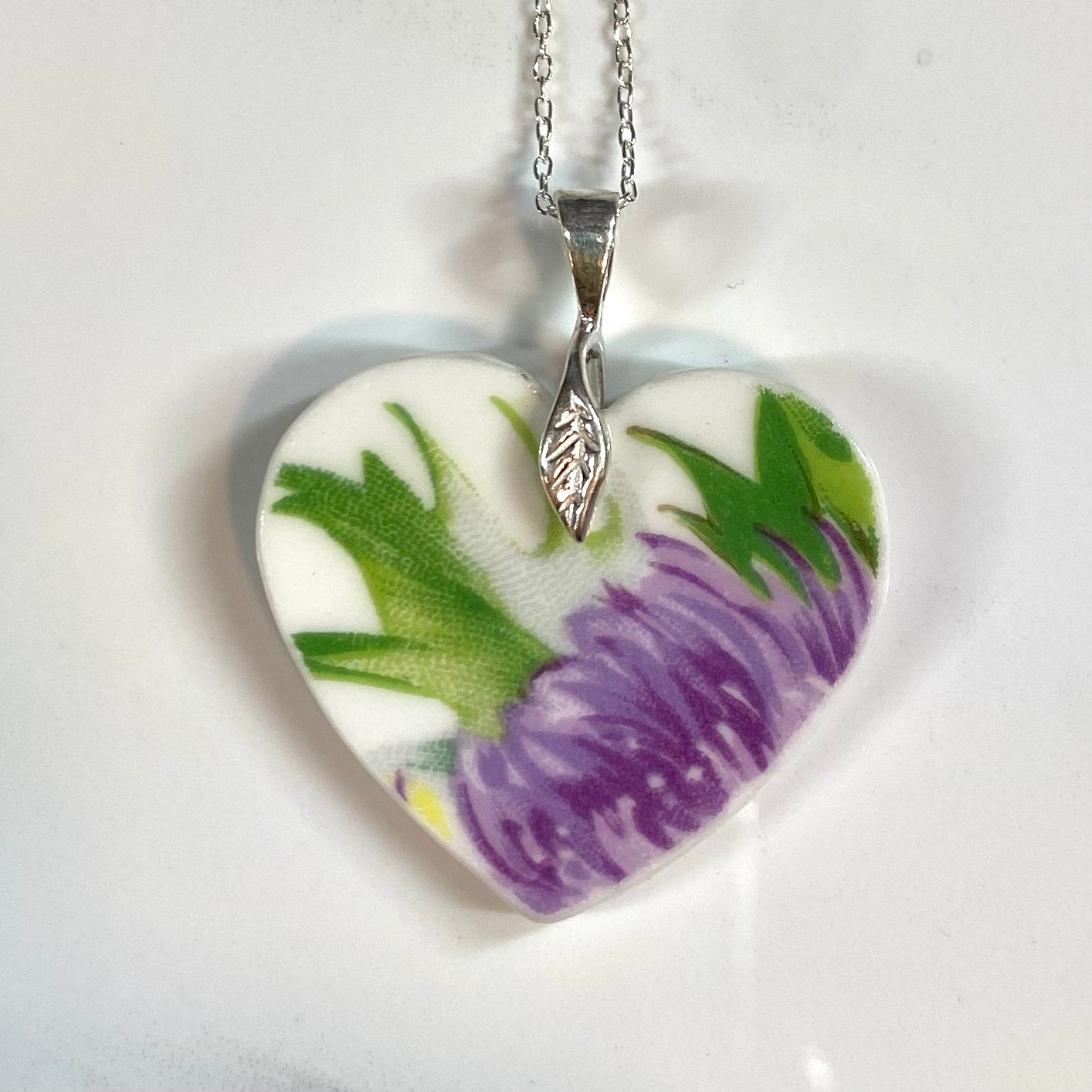 1950’s Sterling Silver Royal Standard Thistle Heart Pendant Necklace