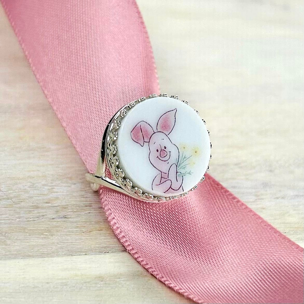 Sterling Silver Piglet Ring M