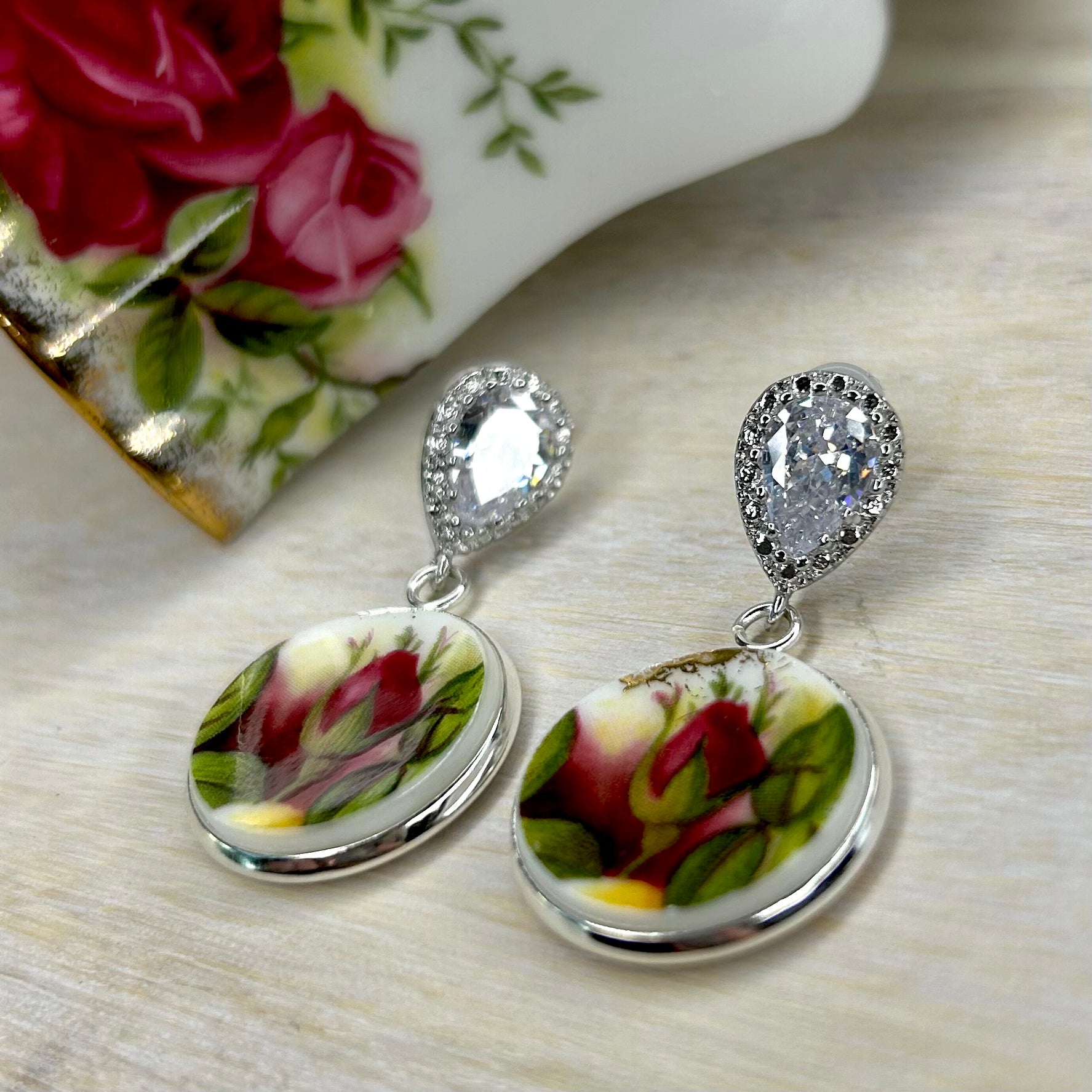 1962 Royal Albert ‘Old Country Roses’ Stud Earrings